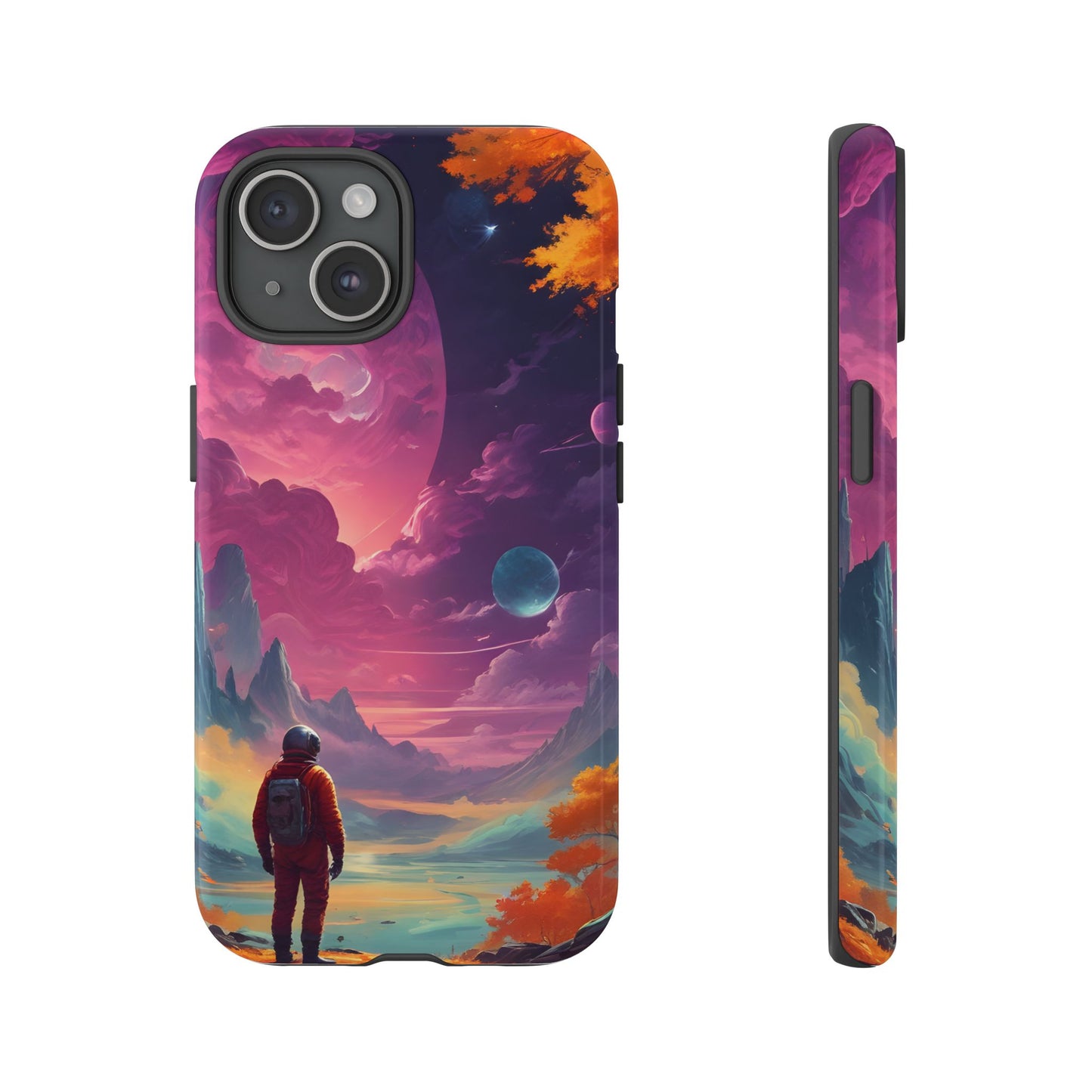 Carcasa para teléfono de astronauta psicodélico, tema espacial galaxia, fundas resistentes para hombres y mujeres, regalos únicos para amantes de la tecnología, accesorios elegantes, decoración cósmica.