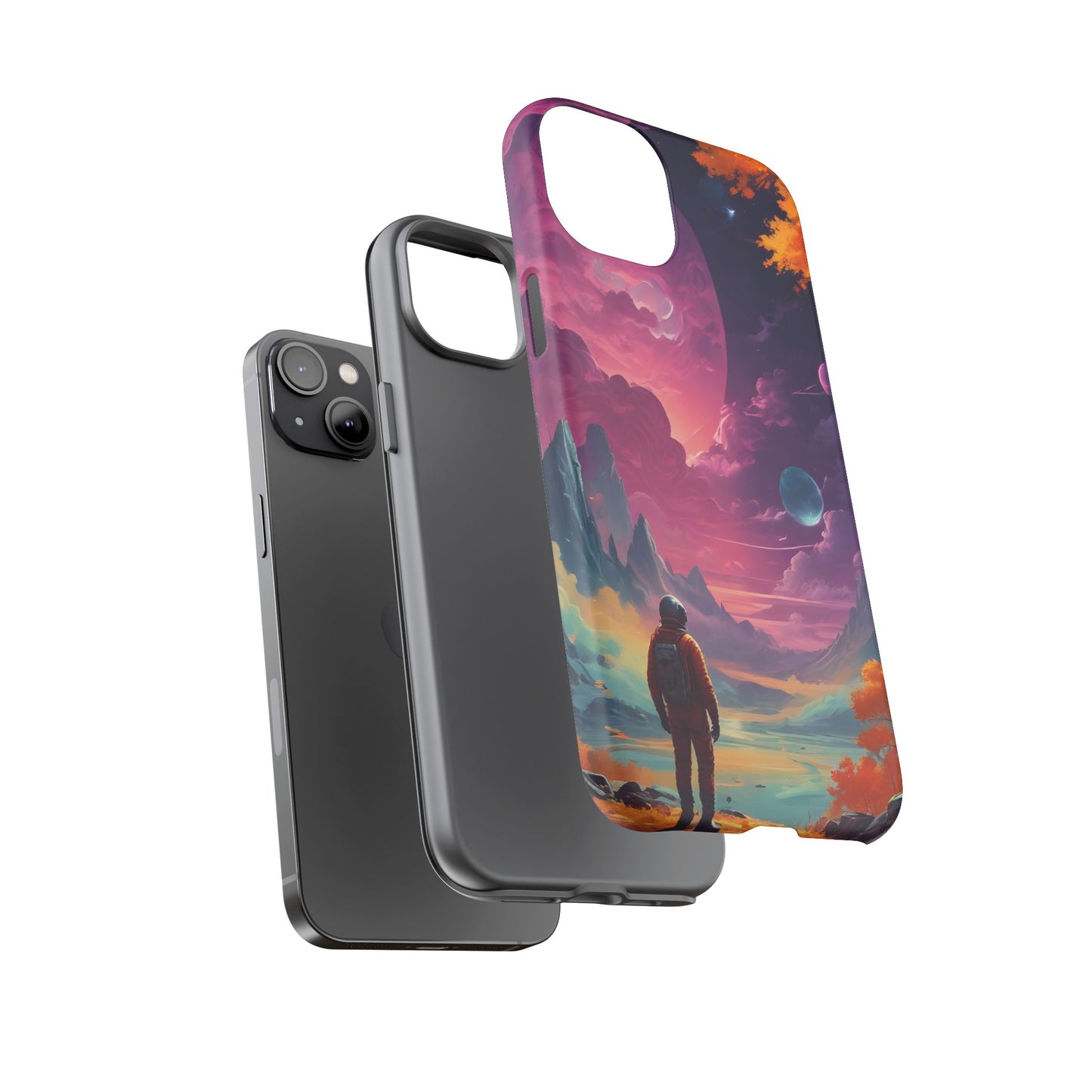 Carcasa para teléfono de astronauta psicodélico, tema espacial galaxia, fundas resistentes para hombres y mujeres, regalos únicos para amantes de la tecnología, accesorios elegantes, decoración cósmica.