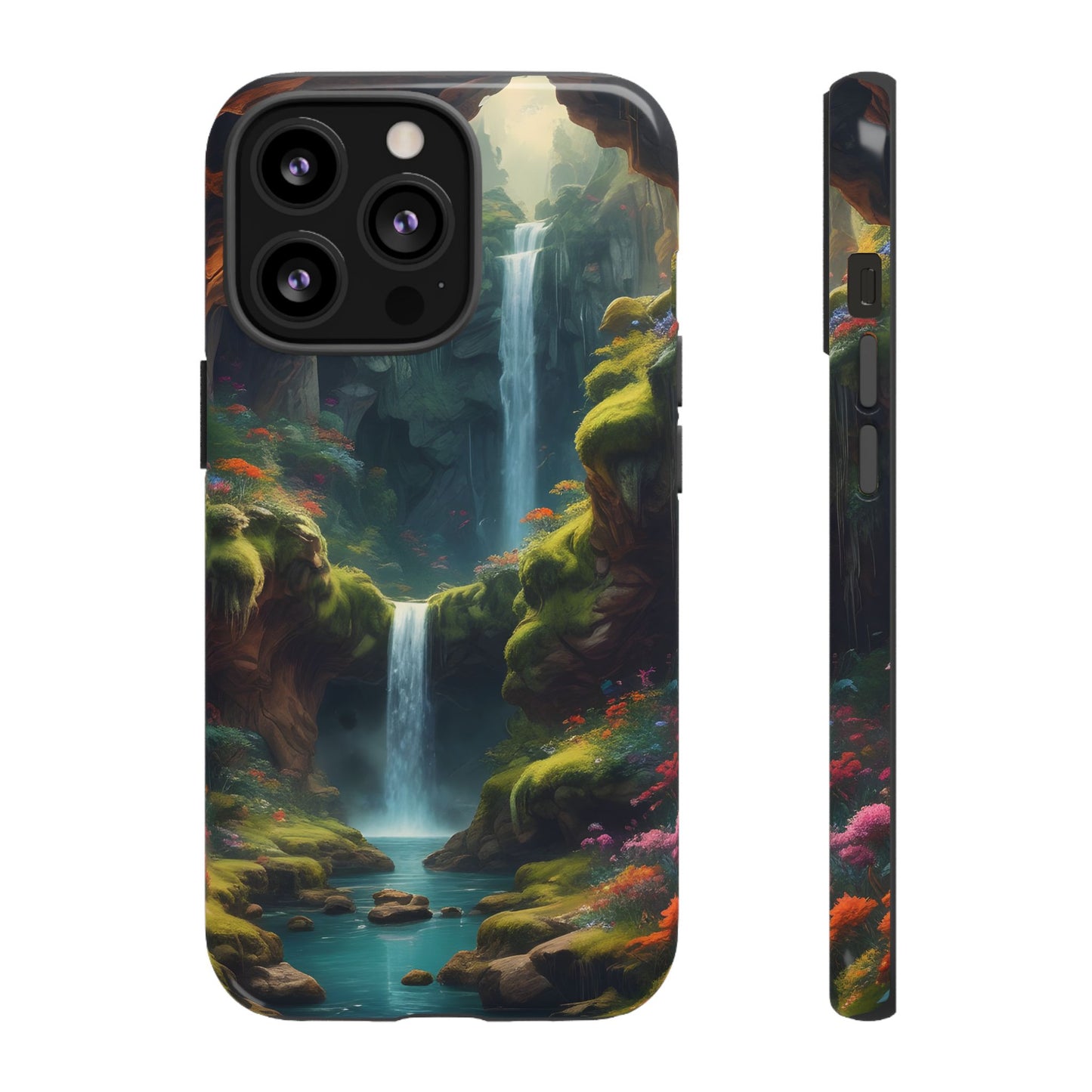 Funda de teléfono con diseño de cascada - Fundas resistentes, diseño de cascada, funda estética para teléfono, regalo para amantes de la naturaleza, protector de teléfono.