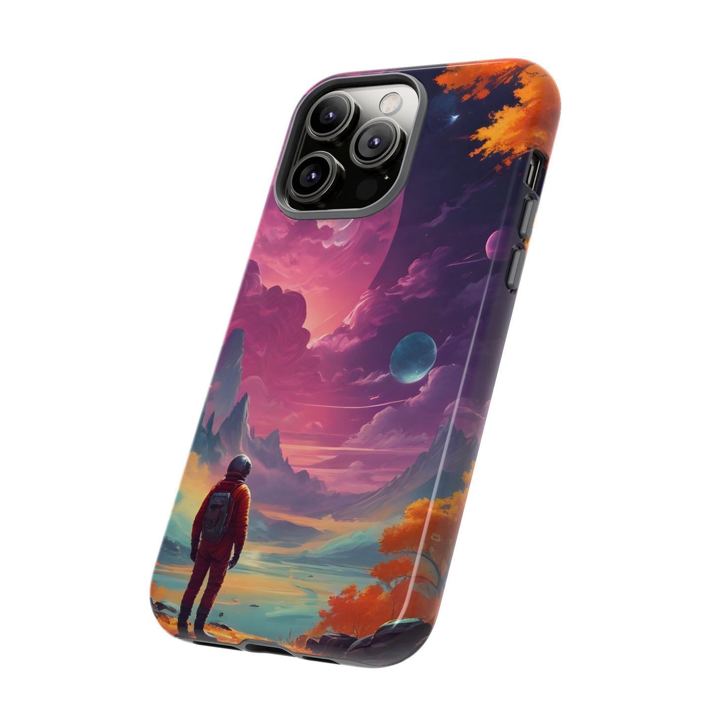 Carcasa para teléfono de astronauta psicodélico, tema espacial galaxia, fundas resistentes para hombres y mujeres, regalos únicos para amantes de la tecnología, accesorios elegantes, decoración cósmica.