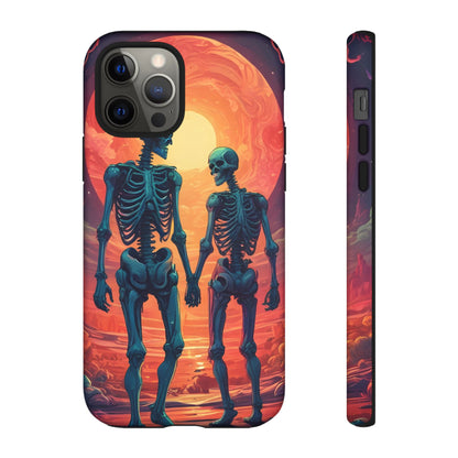 Romantic Skeletons Phone Case, Tough Phone Cover, Halloween Accessory, Unique Gift, Couples Phone Case, Spooky Aesthetic