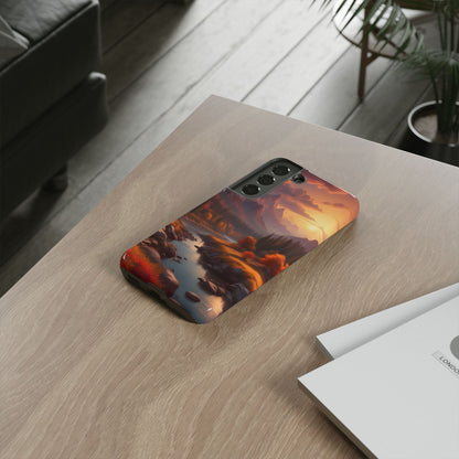 Autumn Mountain Sunset Phone Case, Nature Lover Gift, Tough Phone Cover, Outdoor Adventure Accessory, Landscape Art Case