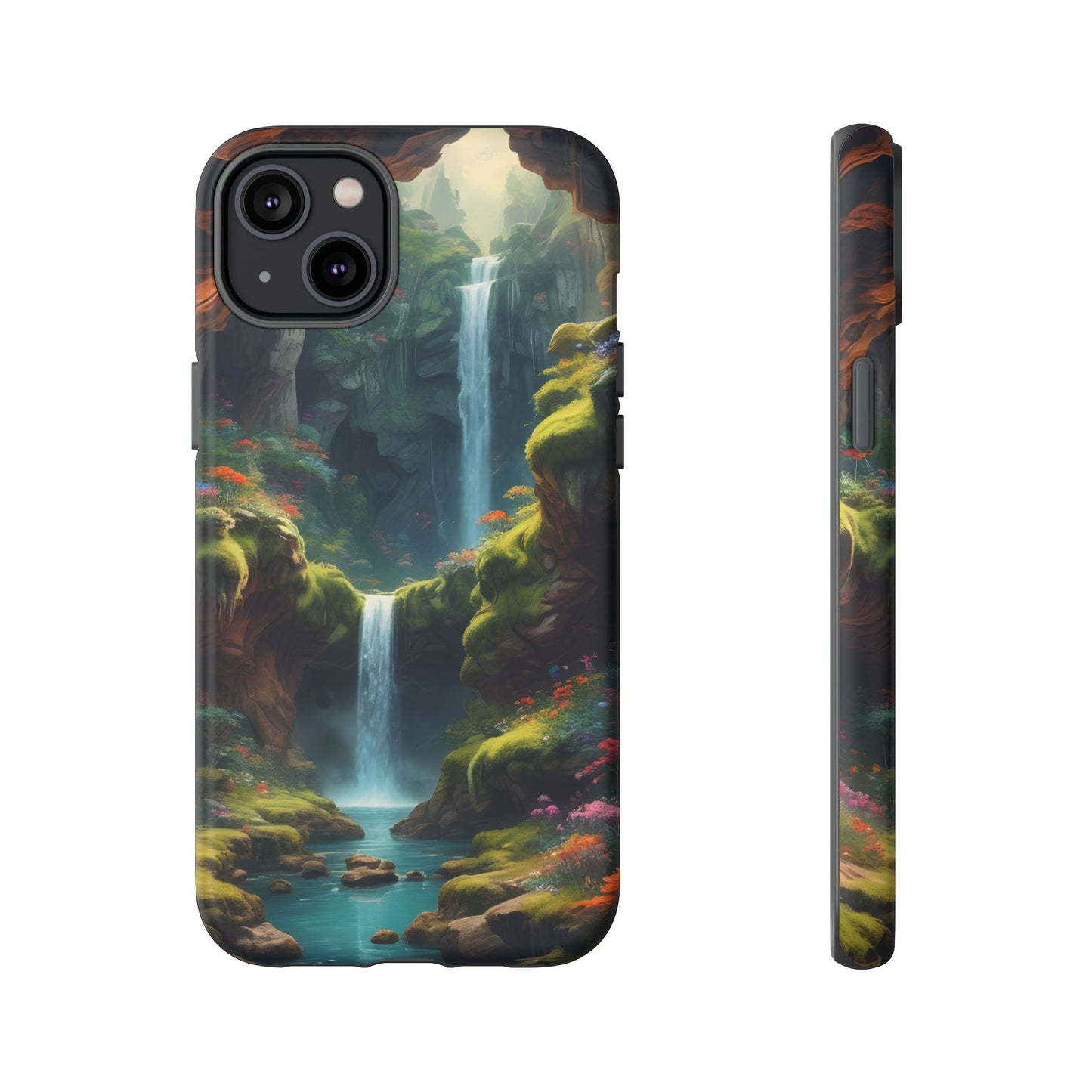 Funda de teléfono con diseño de cascada - Fundas resistentes, diseño de cascada, funda estética para teléfono, regalo para amantes de la naturaleza, protector de teléfono.