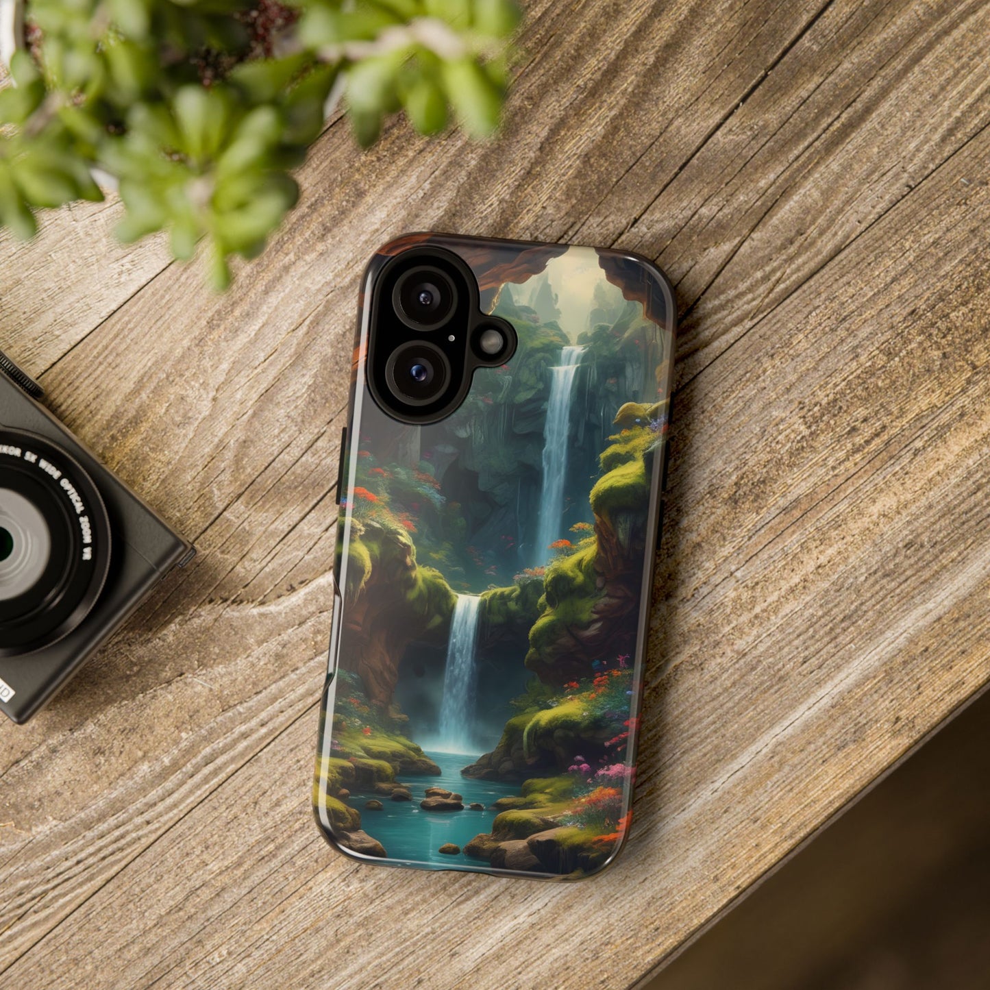 Funda de teléfono con diseño de cascada - Fundas resistentes, diseño de cascada, funda estética para teléfono, regalo para amantes de la naturaleza, protector de teléfono.