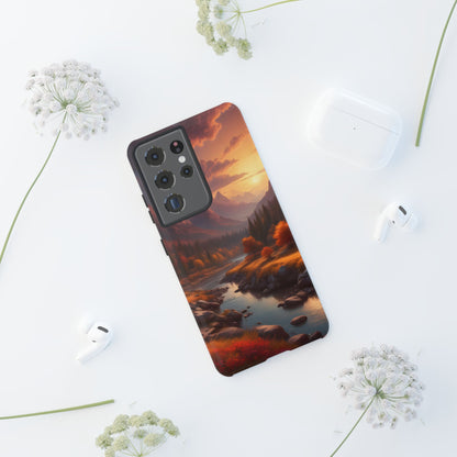 Autumn Mountain Sunset Phone Case, Nature Lover Gift, Tough Phone Cover, Outdoor Adventure Accessory, Landscape Art Case