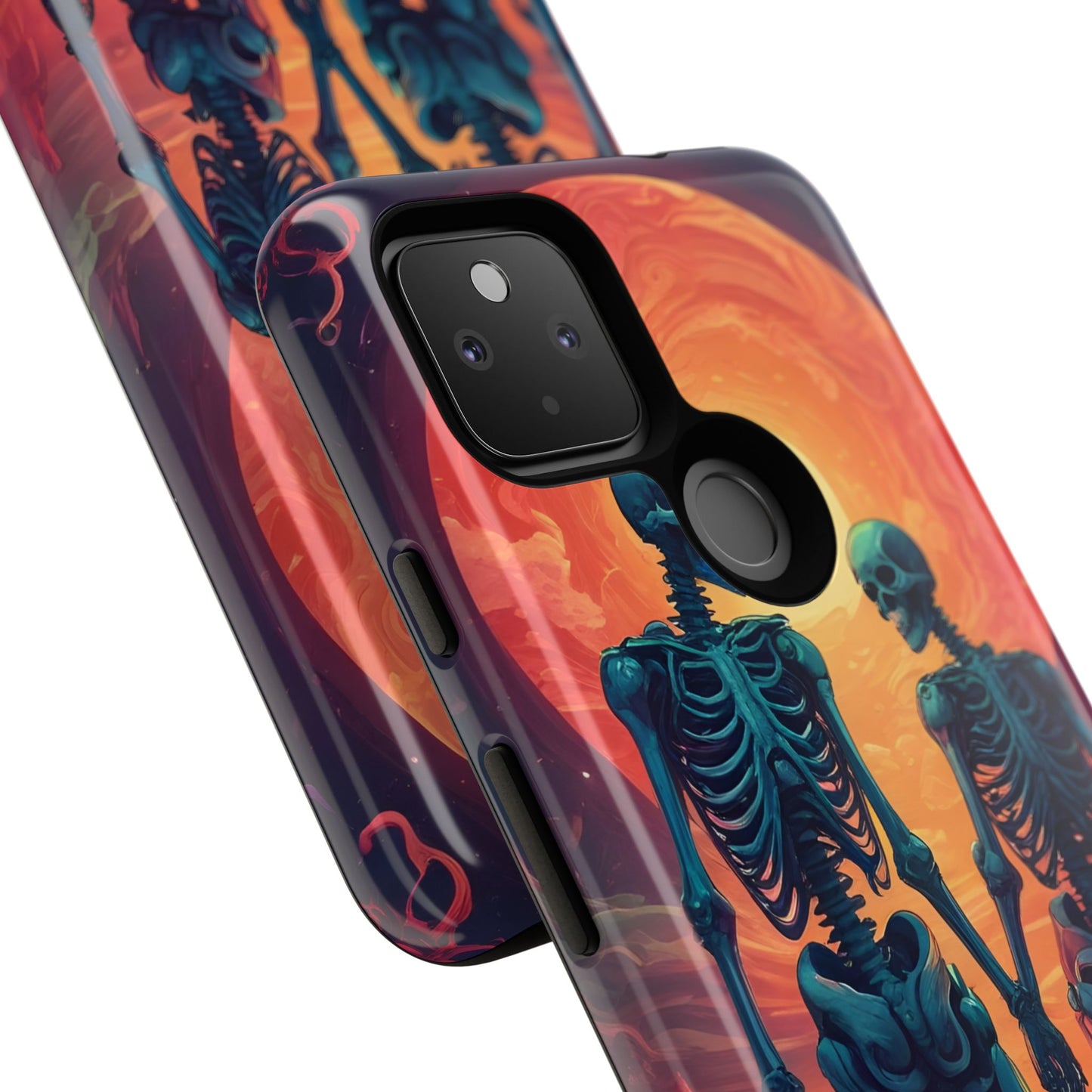 Carcasa de teléfono con esqueletos románticos, funda resistente para teléfono, accesorio de Halloween, regalo único, funda de teléfono para parejas, estética espeluznante.