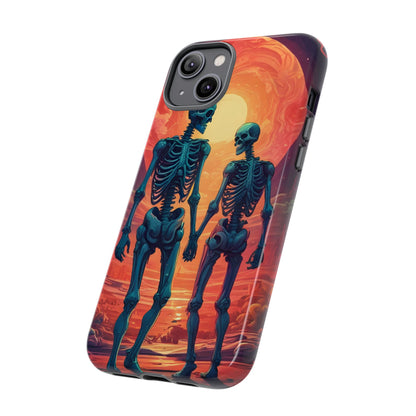 Romantic Skeletons Phone Case, Tough Phone Cover, Halloween Accessory, Unique Gift, Couples Phone Case, Spooky Aesthetic