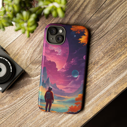 Psychedelic Astronaut Phone Case, Galaxy Space Theme, Tough Cases for Men & Women, Unique Gifts for Tech Lovers, Stylish Accessories, Cosmic Decor