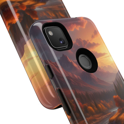 Autumn Mountain Sunset Phone Case, Nature Lover Gift, Tough Phone Cover, Outdoor Adventure Accessory, Landscape Art Case