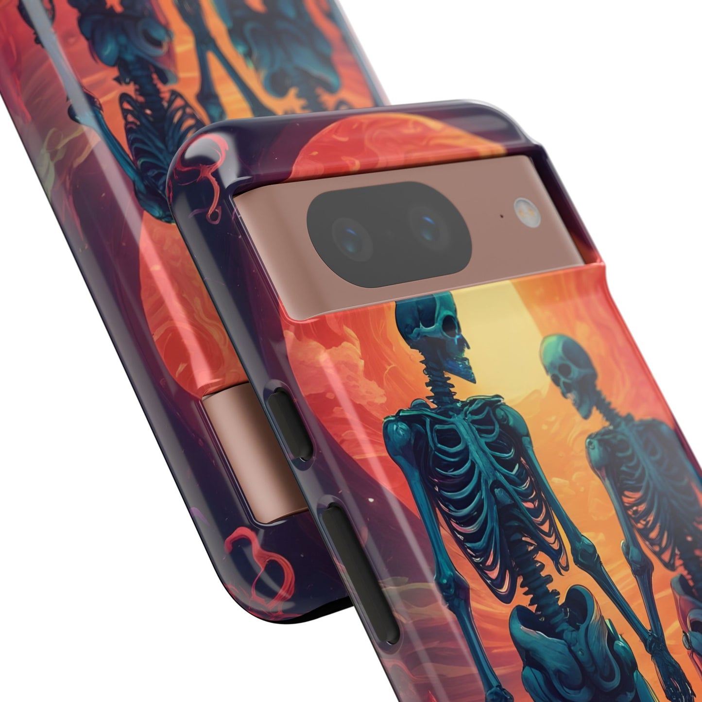 Carcasa de teléfono con esqueletos románticos, funda resistente para teléfono, accesorio de Halloween, regalo único, funda de teléfono para parejas, estética espeluznante.