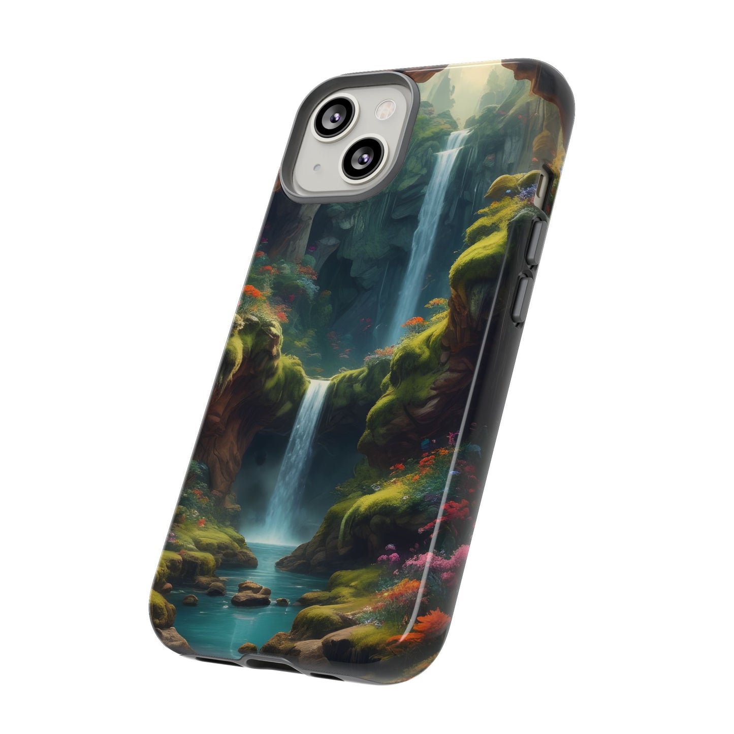 Funda de teléfono con diseño de cascada - Fundas resistentes, diseño de cascada, funda estética para teléfono, regalo para amantes de la naturaleza, protector de teléfono.