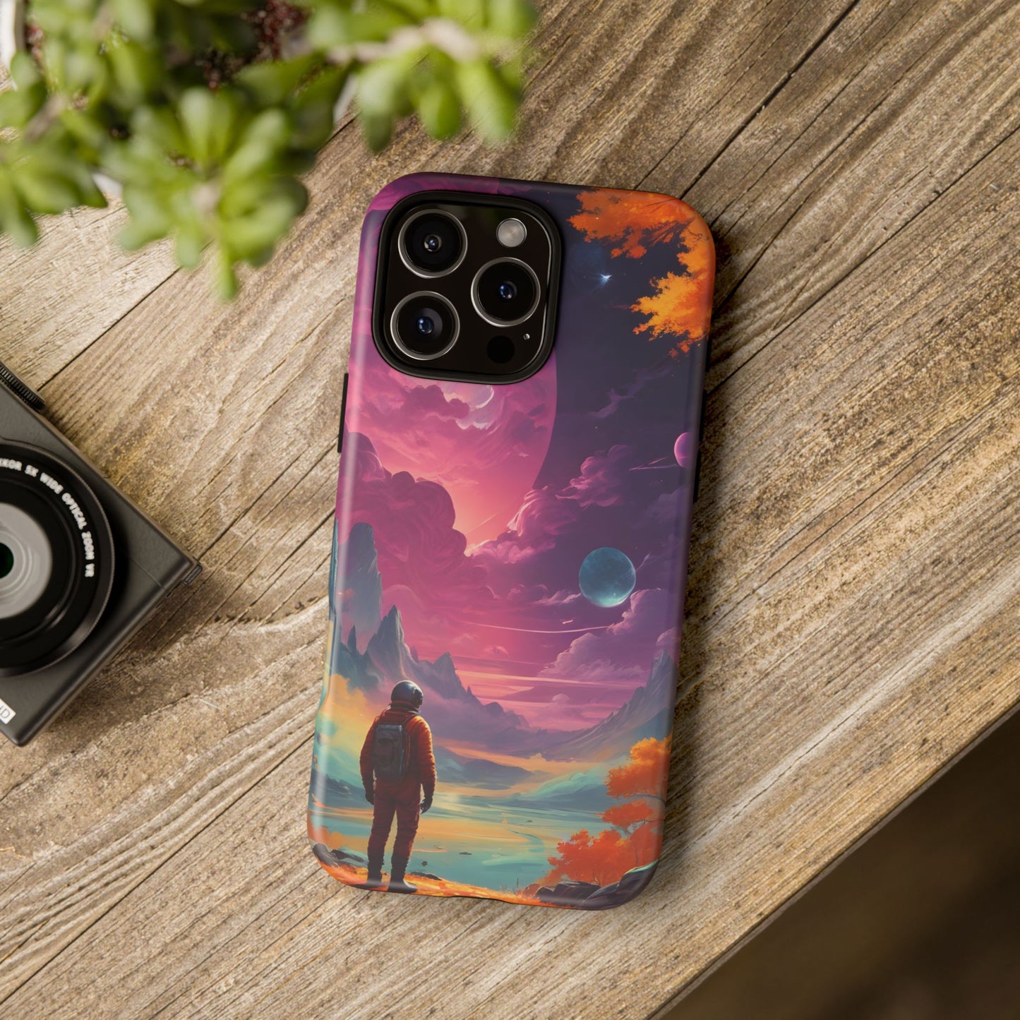 Carcasa para teléfono de astronauta psicodélico, tema espacial galaxia, fundas resistentes para hombres y mujeres, regalos únicos para amantes de la tecnología, accesorios elegantes, decoración cósmica.