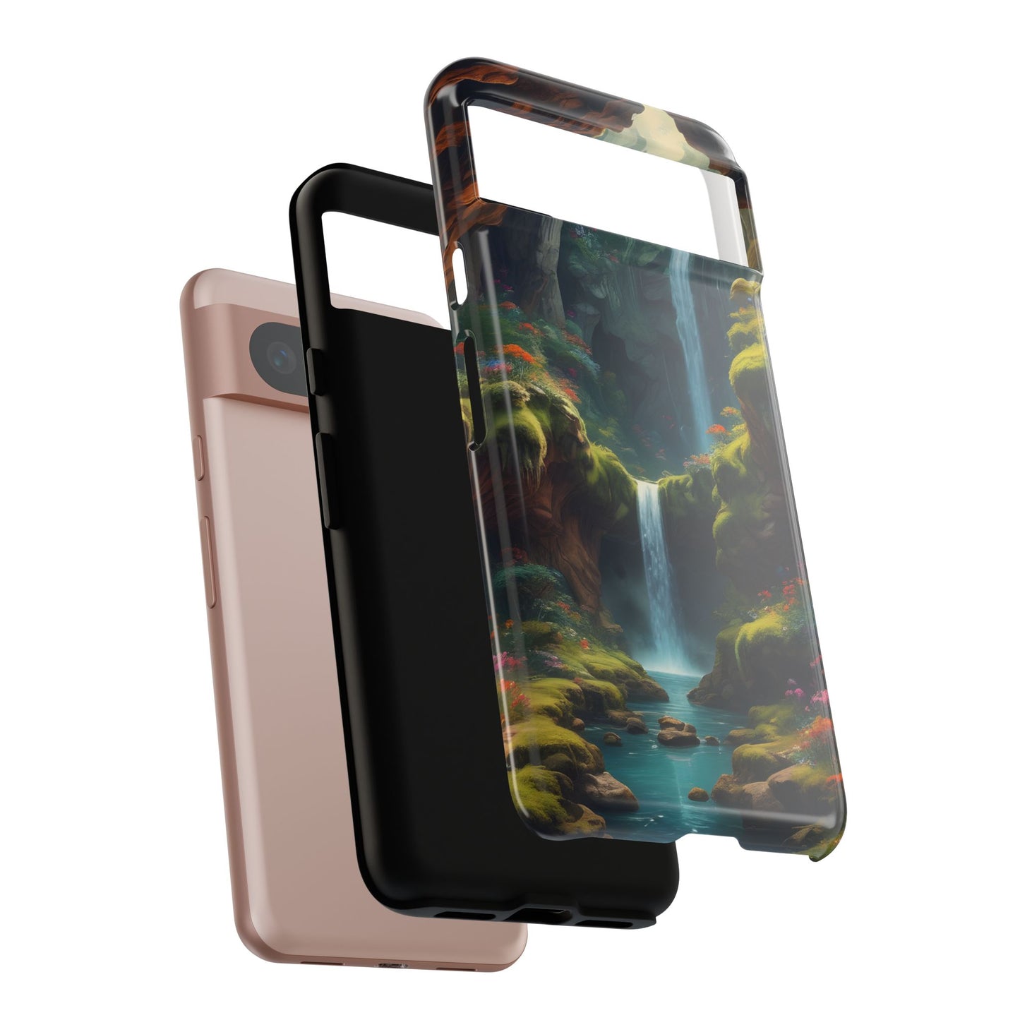 Funda de teléfono con diseño de cascada - Fundas resistentes, diseño de cascada, funda estética para teléfono, regalo para amantes de la naturaleza, protector de teléfono.