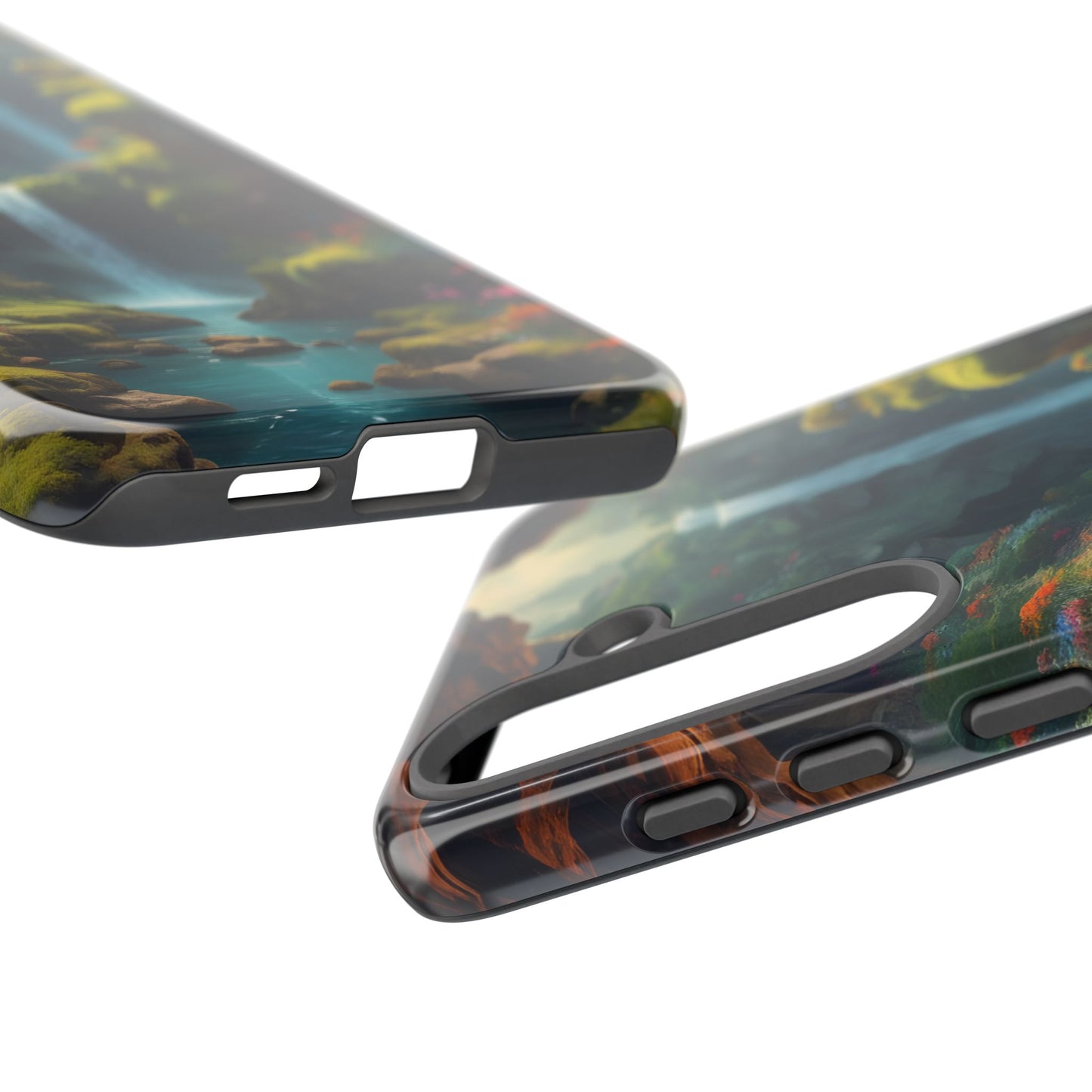 Funda de teléfono con diseño de cascada - Fundas resistentes, diseño de cascada, funda estética para teléfono, regalo para amantes de la naturaleza, protector de teléfono.