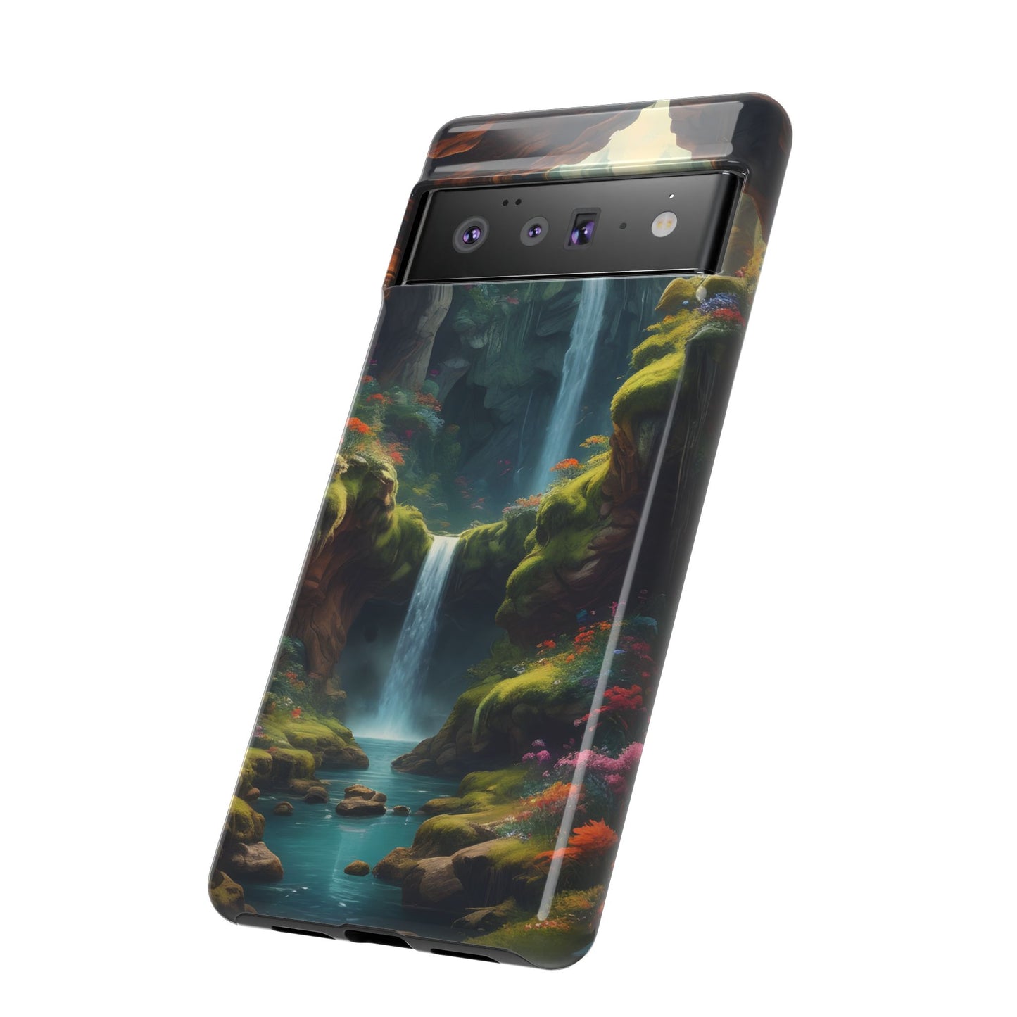 Funda de teléfono con diseño de cascada - Fundas resistentes, diseño de cascada, funda estética para teléfono, regalo para amantes de la naturaleza, protector de teléfono.