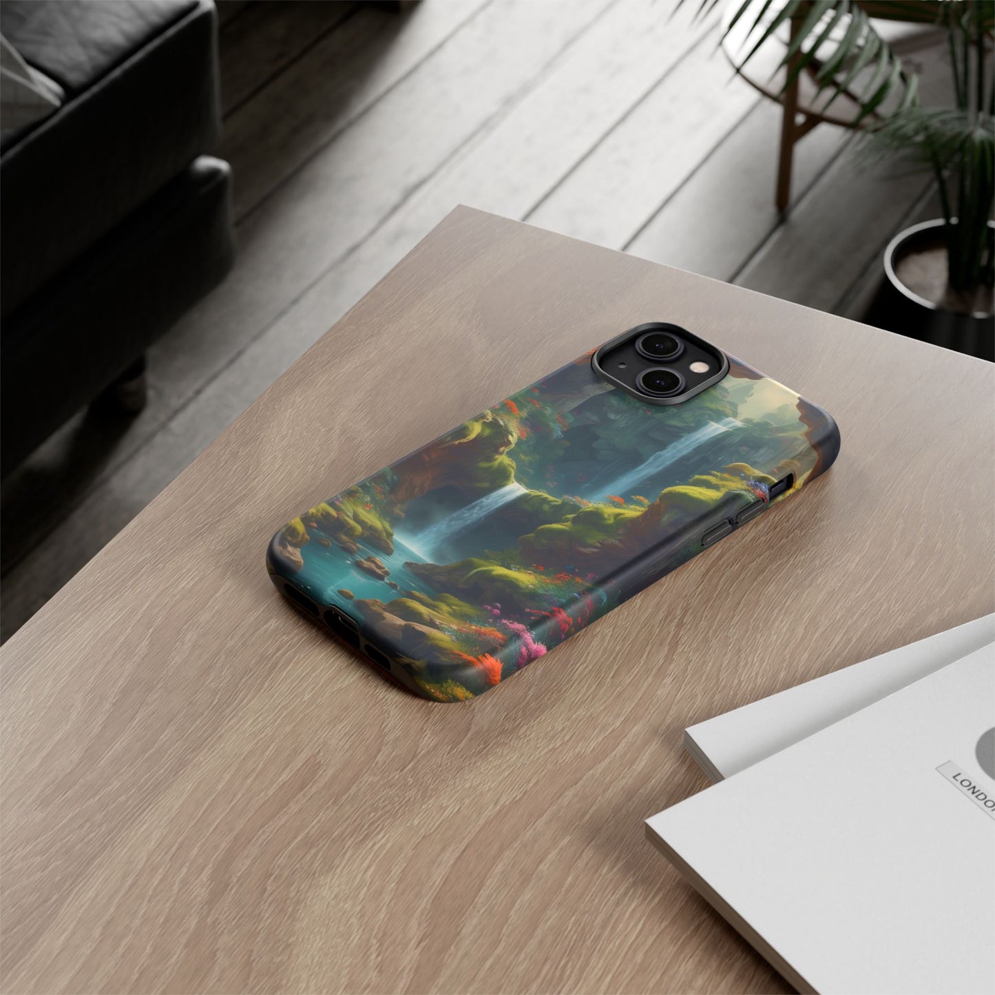 Funda de teléfono con diseño de cascada - Fundas resistentes, diseño de cascada, funda estética para teléfono, regalo para amantes de la naturaleza, protector de teléfono.