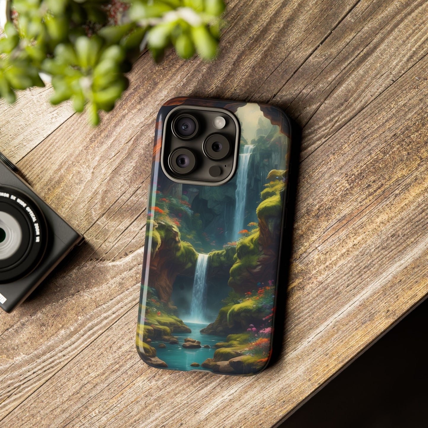 Funda de teléfono con diseño de cascada - Fundas resistentes, diseño de cascada, funda estética para teléfono, regalo para amantes de la naturaleza, protector de teléfono.