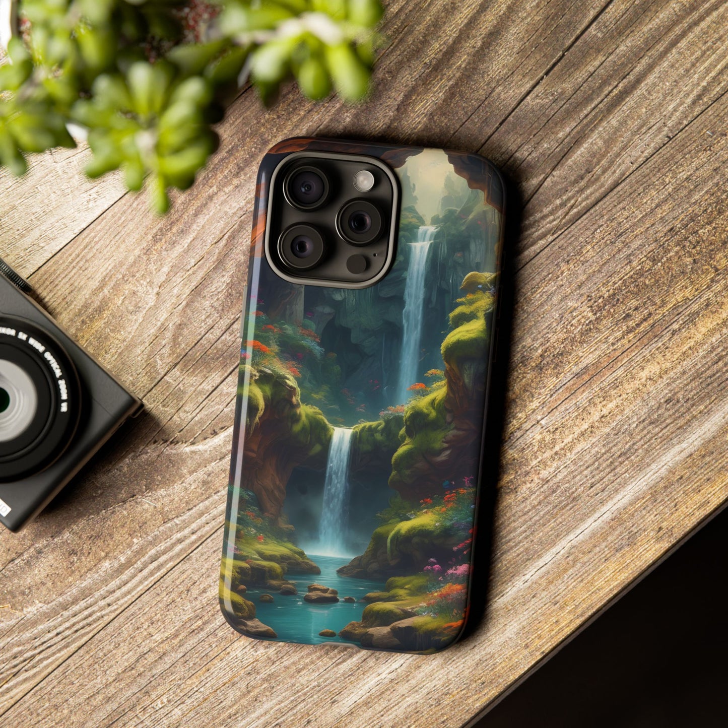 Funda de teléfono con diseño de cascada - Fundas resistentes, diseño de cascada, funda estética para teléfono, regalo para amantes de la naturaleza, protector de teléfono.