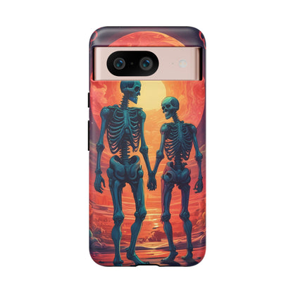 Romantic Skeletons Phone Case, Tough Phone Cover, Halloween Accessory, Unique Gift, Couples Phone Case, Spooky Aesthetic
