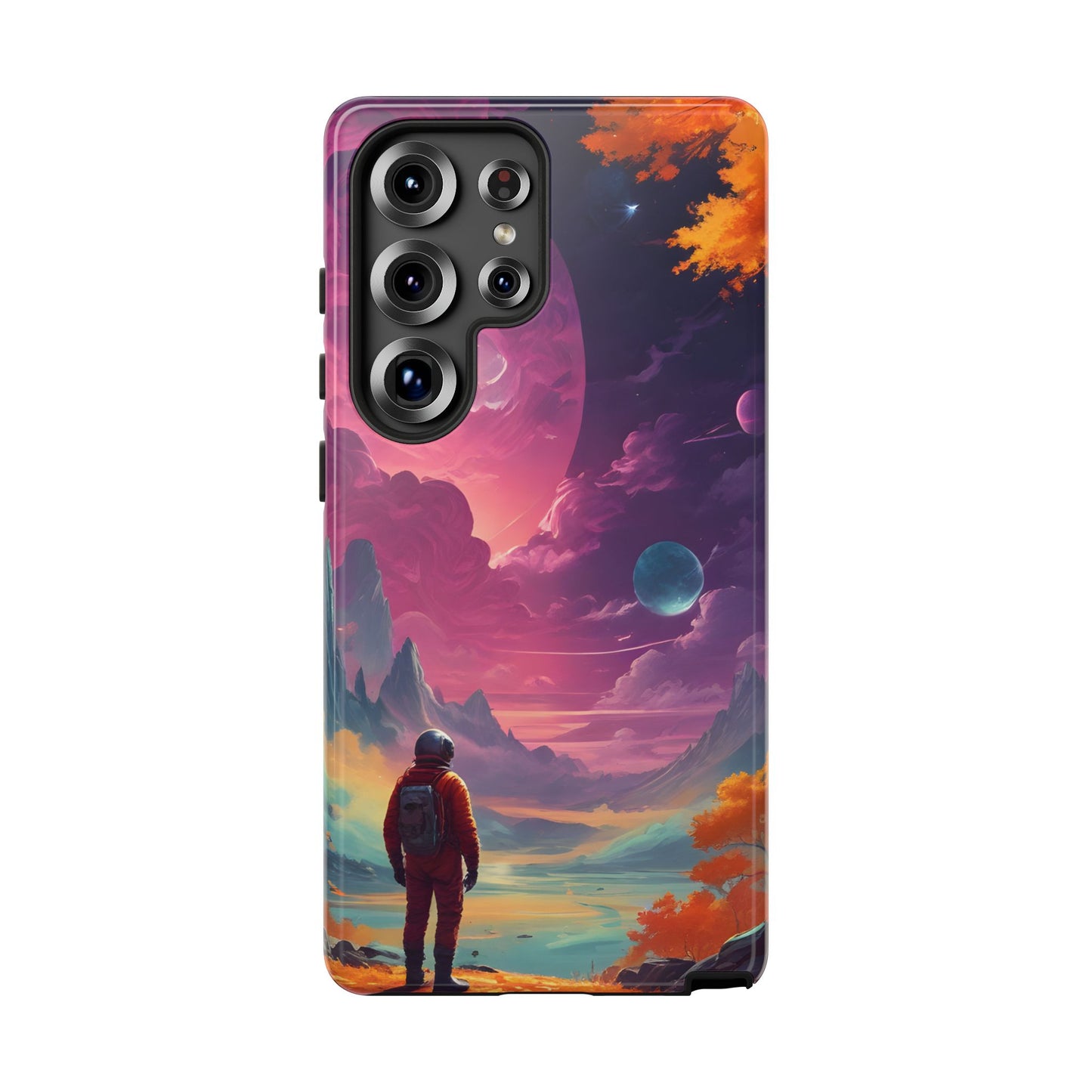 Carcasa para teléfono de astronauta psicodélico, tema espacial galaxia, fundas resistentes para hombres y mujeres, regalos únicos para amantes de la tecnología, accesorios elegantes, decoración cósmica.