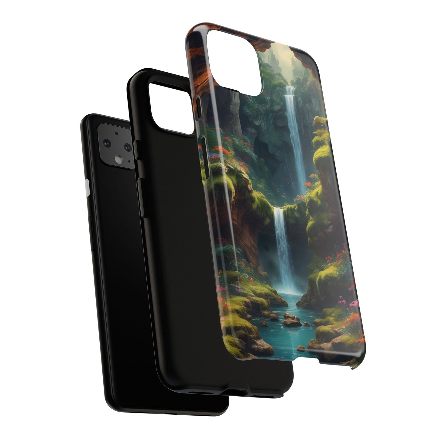 Funda de teléfono con diseño de cascada - Fundas resistentes, diseño de cascada, funda estética para teléfono, regalo para amantes de la naturaleza, protector de teléfono.