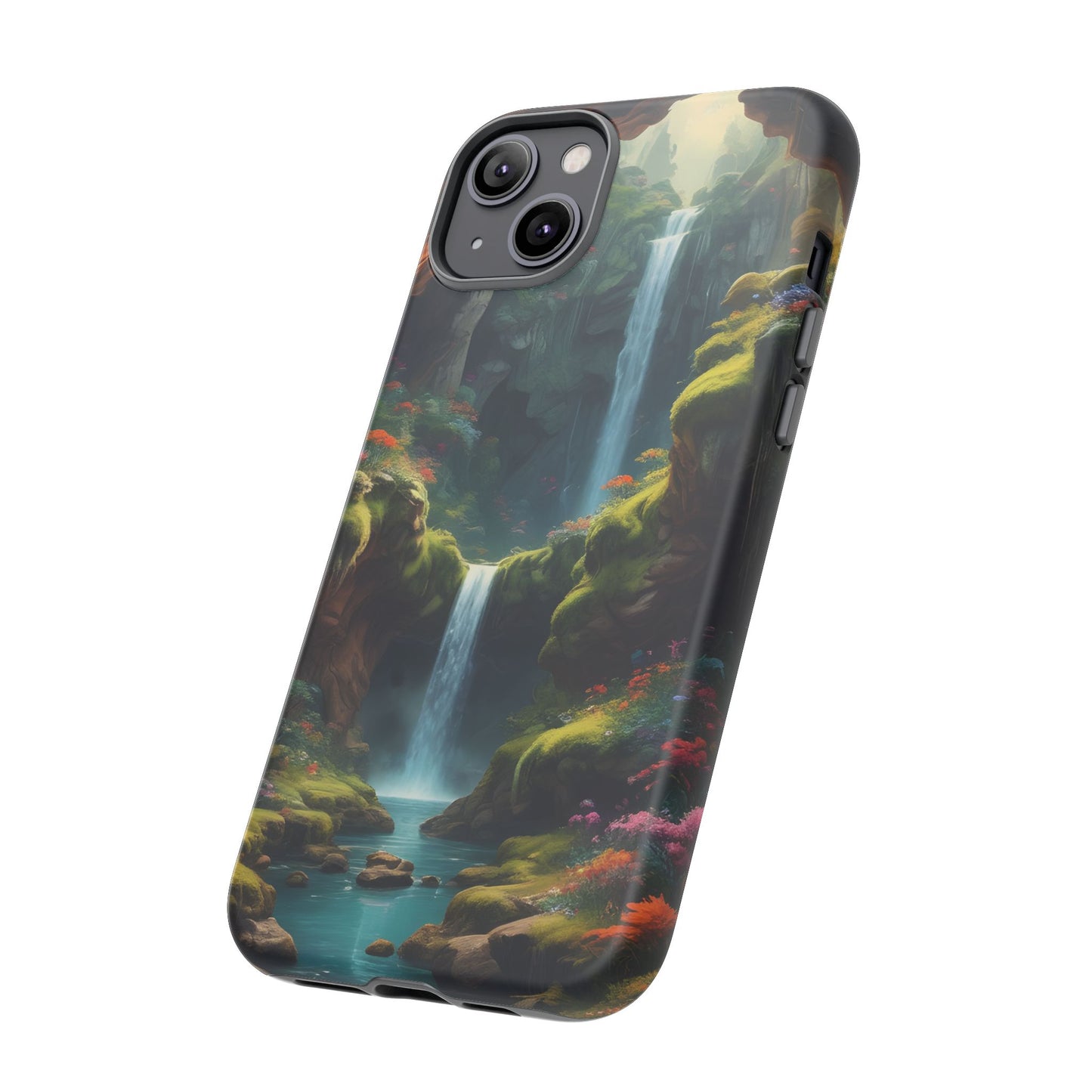 Funda de teléfono con diseño de cascada - Fundas resistentes, diseño de cascada, funda estética para teléfono, regalo para amantes de la naturaleza, protector de teléfono.