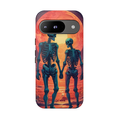Romantic Skeletons Phone Case, Tough Phone Cover, Halloween Accessory, Unique Gift, Couples Phone Case, Spooky Aesthetic