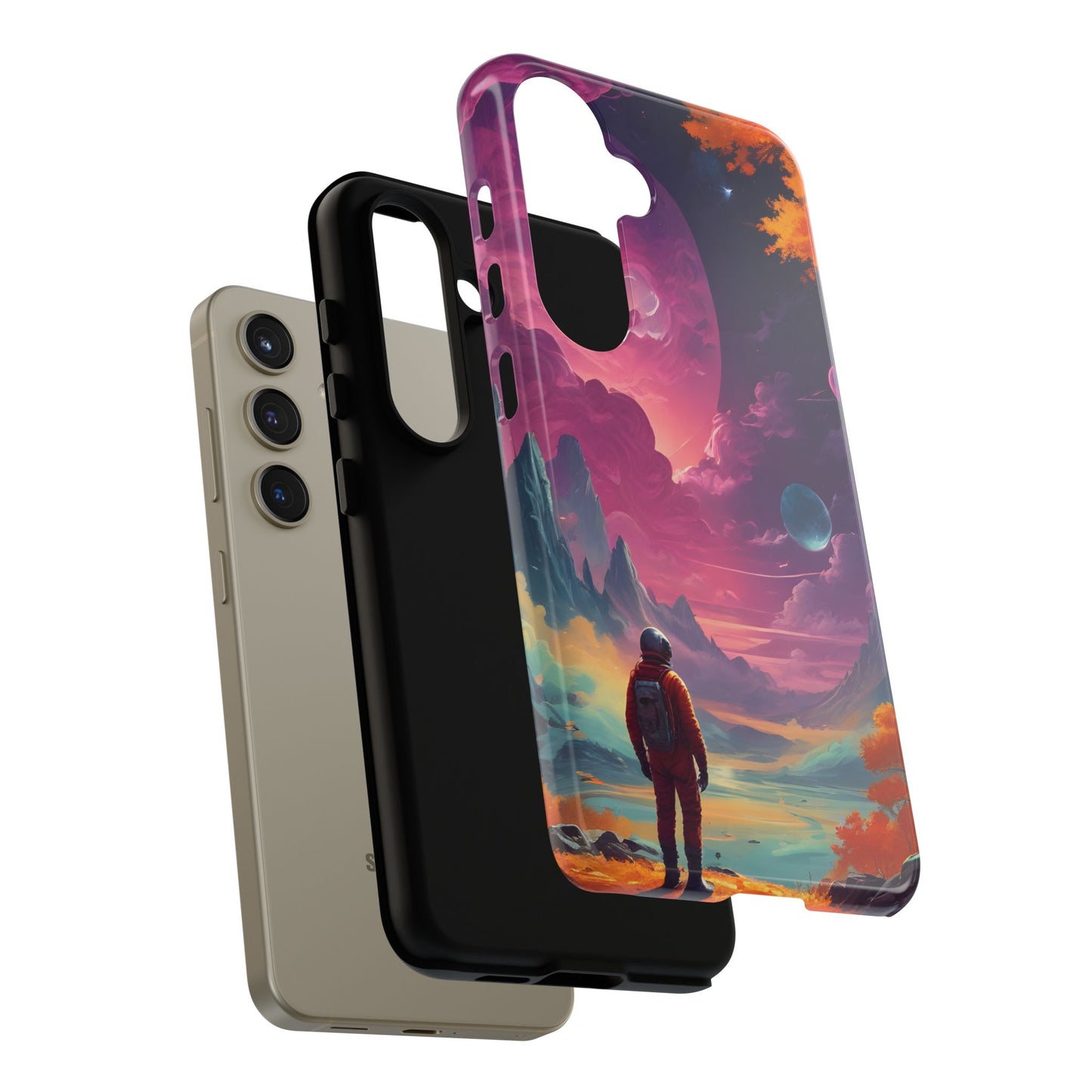 Carcasa para teléfono de astronauta psicodélico, tema espacial galaxia, fundas resistentes para hombres y mujeres, regalos únicos para amantes de la tecnología, accesorios elegantes, decoración cósmica.