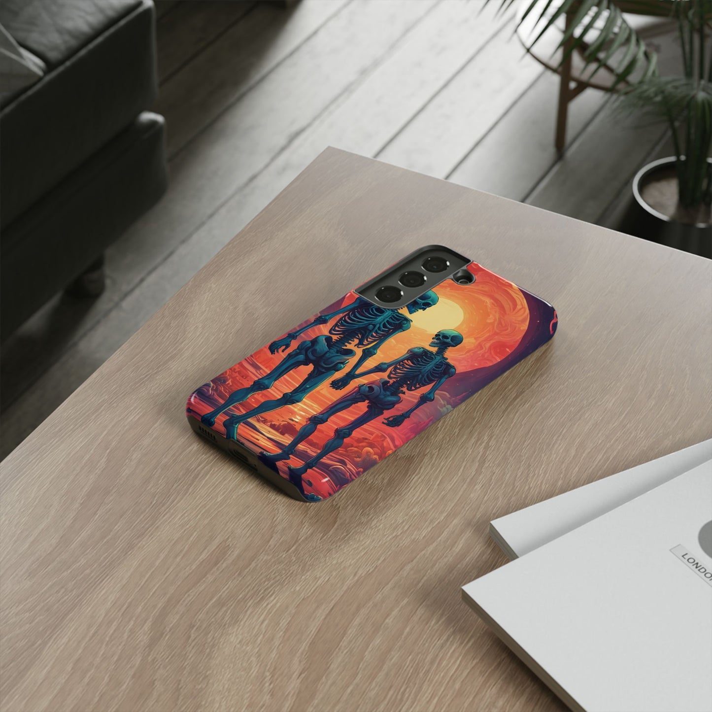 Carcasa de teléfono con esqueletos románticos, funda resistente para teléfono, accesorio de Halloween, regalo único, funda de teléfono para parejas, estética espeluznante.