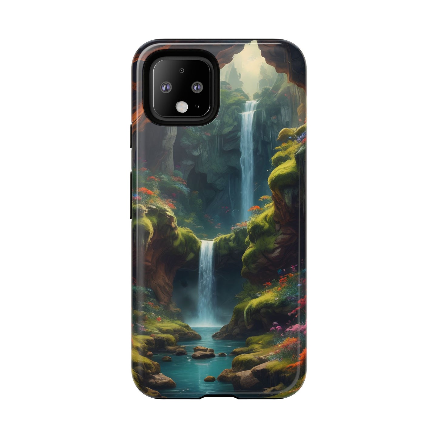 Funda de teléfono con diseño de cascada - Fundas resistentes, diseño de cascada, funda estética para teléfono, regalo para amantes de la naturaleza, protector de teléfono.
