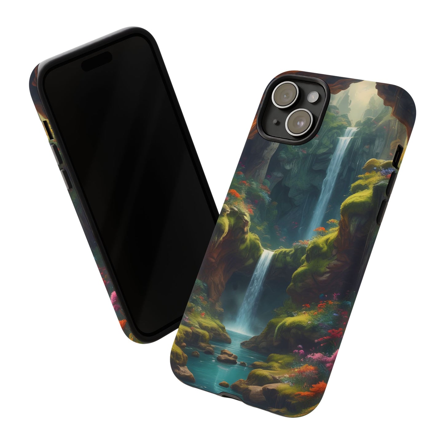 Funda de teléfono con diseño de cascada - Fundas resistentes, diseño de cascada, funda estética para teléfono, regalo para amantes de la naturaleza, protector de teléfono.