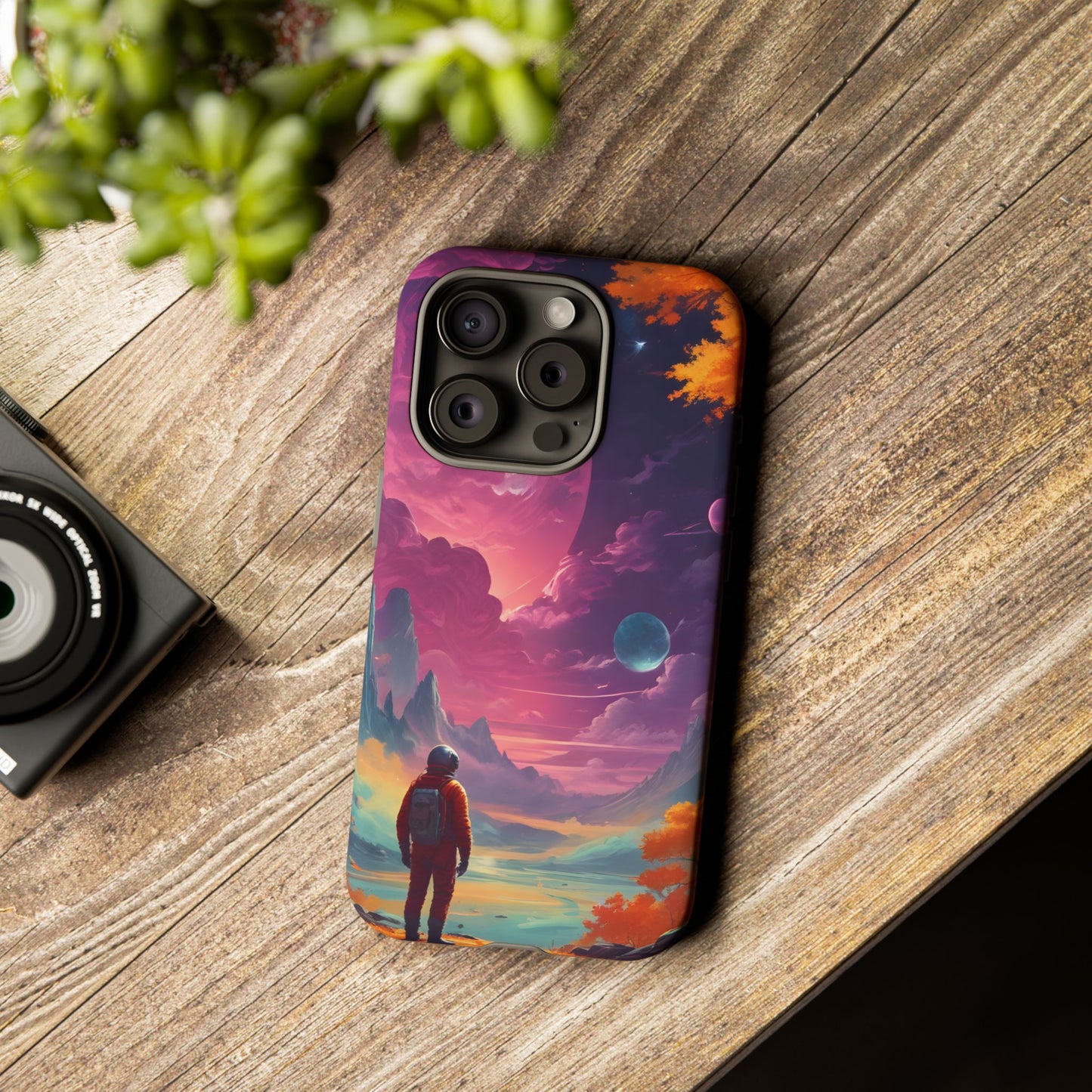 Carcasa para teléfono de astronauta psicodélico, tema espacial galaxia, fundas resistentes para hombres y mujeres, regalos únicos para amantes de la tecnología, accesorios elegantes, decoración cósmica.