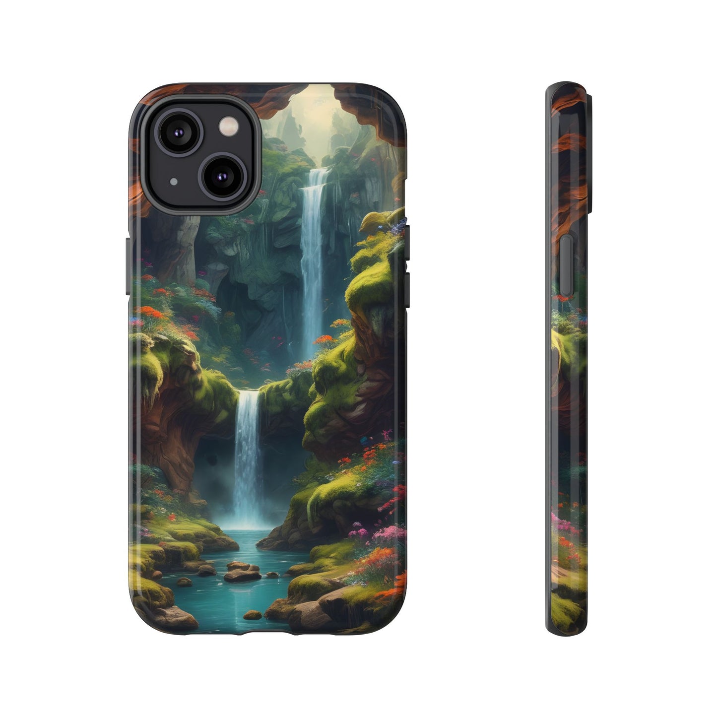 Funda de teléfono con diseño de cascada - Fundas resistentes, diseño de cascada, funda estética para teléfono, regalo para amantes de la naturaleza, protector de teléfono.