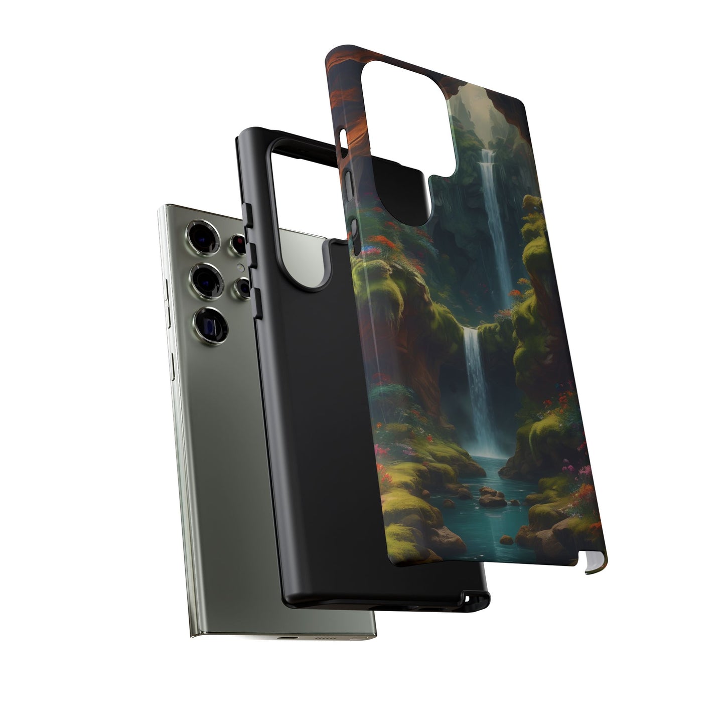 Funda de teléfono con diseño de cascada - Fundas resistentes, diseño de cascada, funda estética para teléfono, regalo para amantes de la naturaleza, protector de teléfono.