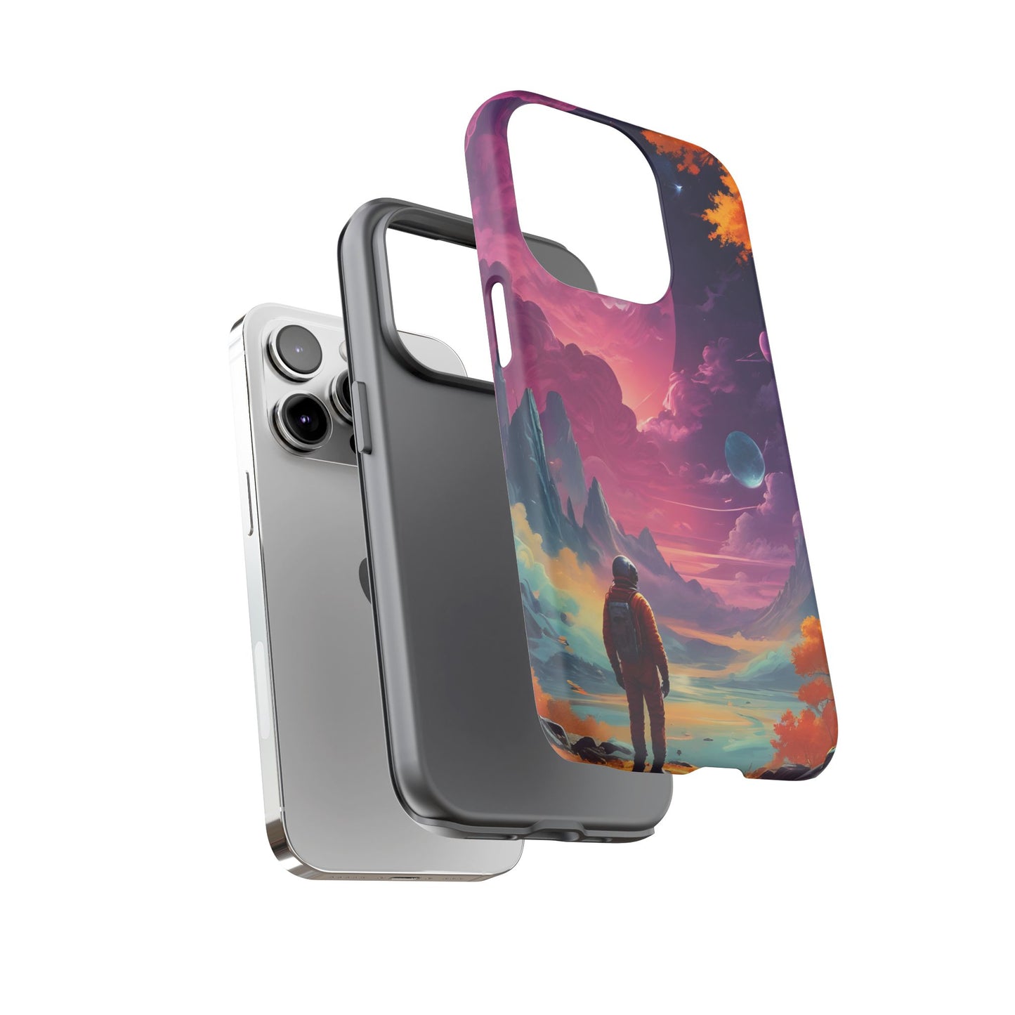 Carcasa para teléfono de astronauta psicodélico, tema espacial galaxia, fundas resistentes para hombres y mujeres, regalos únicos para amantes de la tecnología, accesorios elegantes, decoración cósmica.