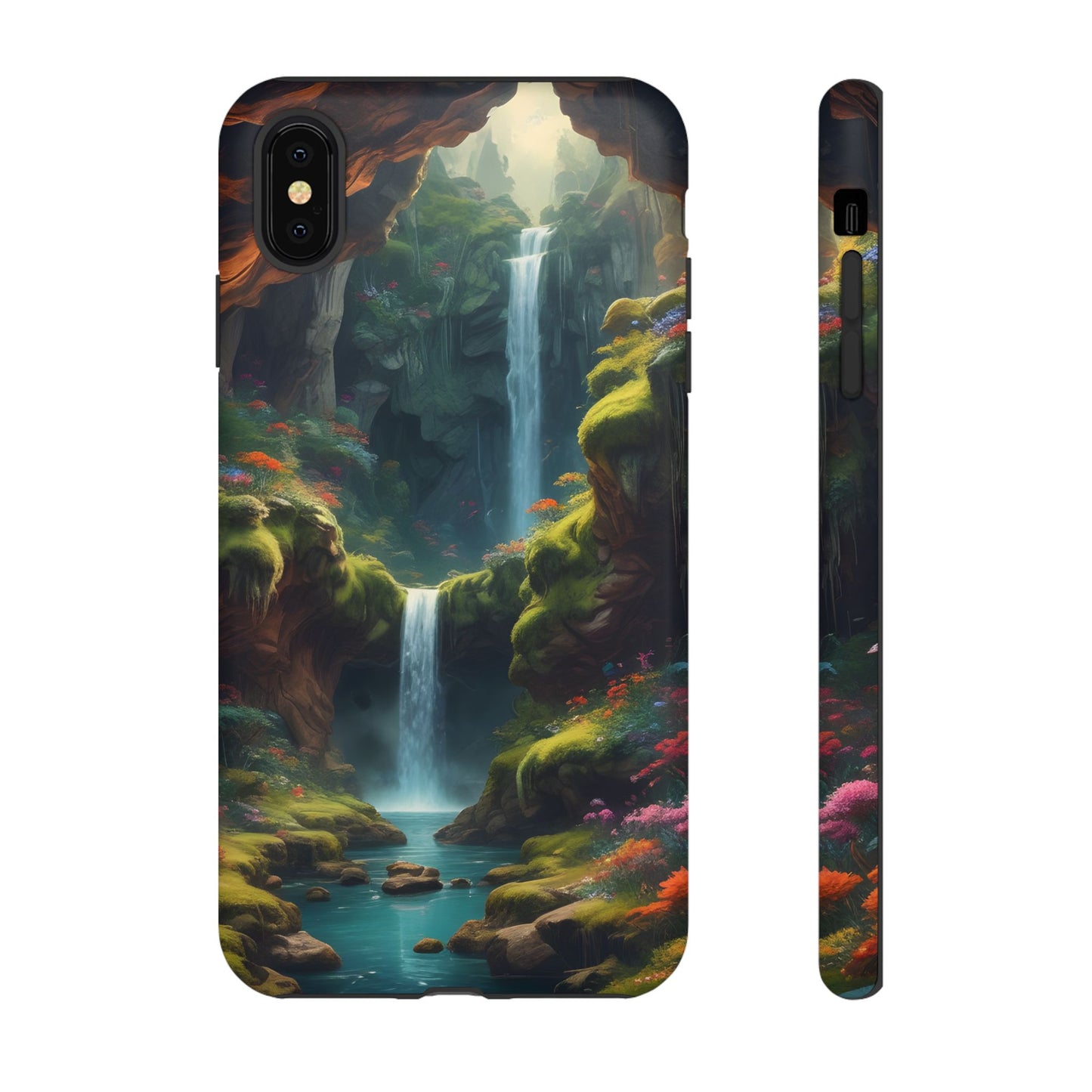 Funda de teléfono con diseño de cascada - Fundas resistentes, diseño de cascada, funda estética para teléfono, regalo para amantes de la naturaleza, protector de teléfono.