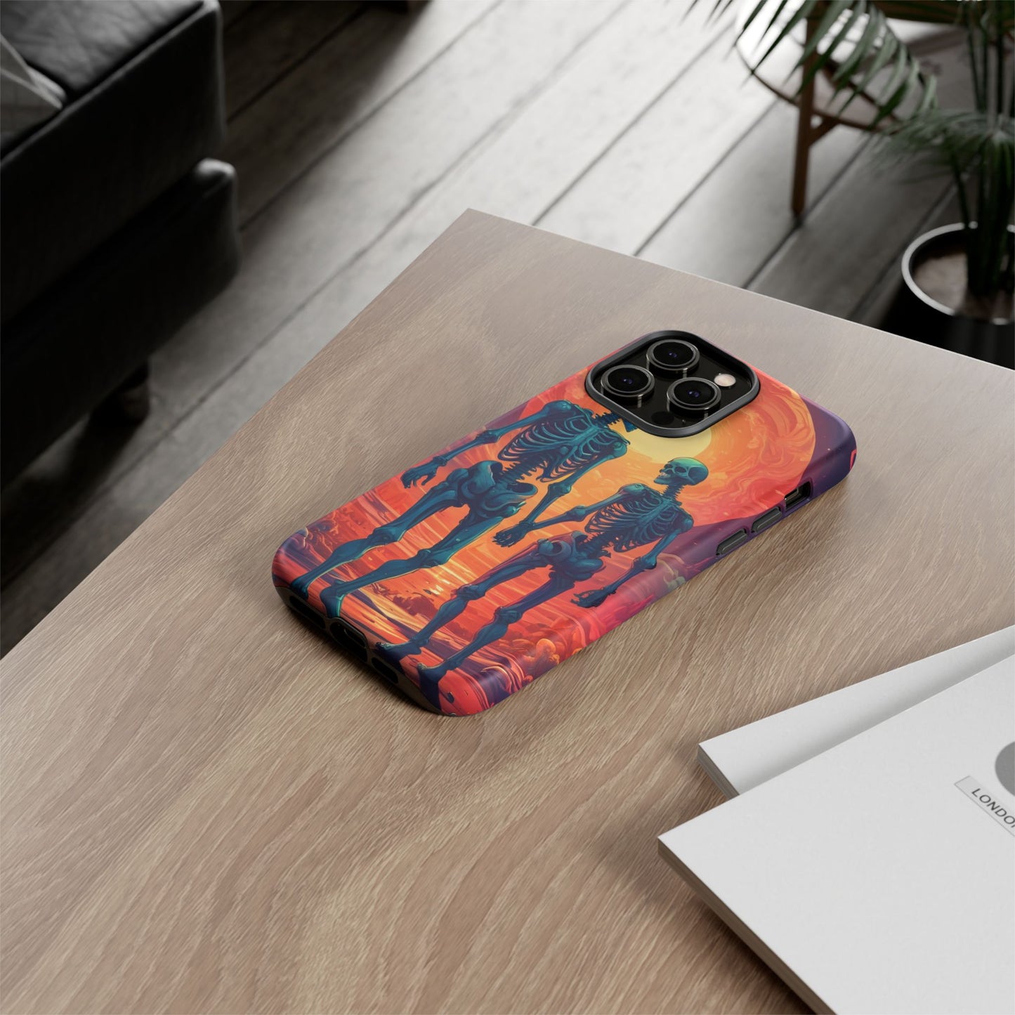 Carcasa de teléfono con esqueletos románticos, funda resistente para teléfono, accesorio de Halloween, regalo único, funda de teléfono para parejas, estética espeluznante.