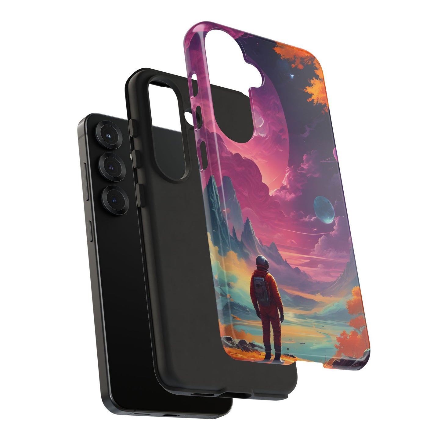 Carcasa para teléfono de astronauta psicodélico, tema espacial galaxia, fundas resistentes para hombres y mujeres, regalos únicos para amantes de la tecnología, accesorios elegantes, decoración cósmica.