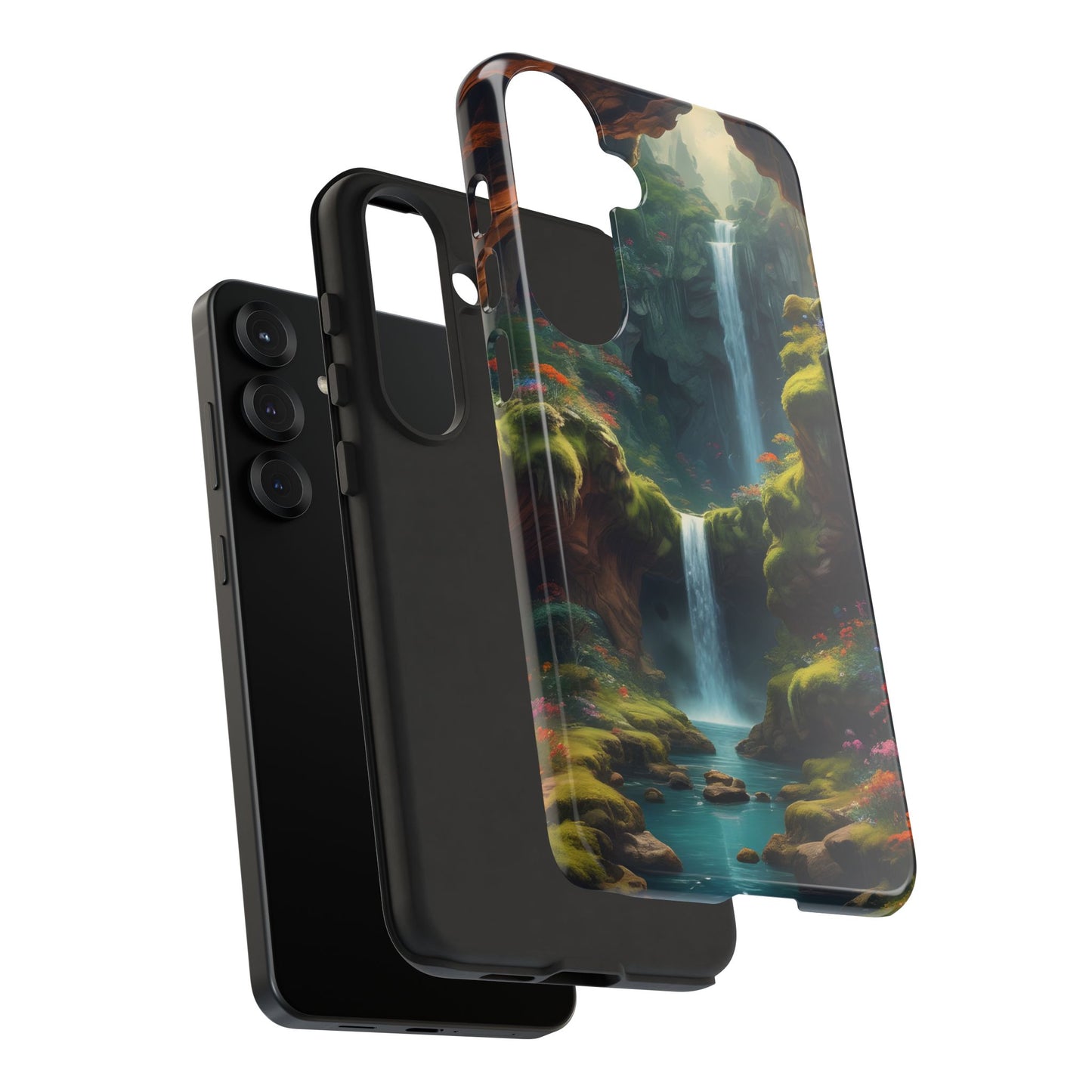 Funda de teléfono con diseño de cascada - Fundas resistentes, diseño de cascada, funda estética para teléfono, regalo para amantes de la naturaleza, protector de teléfono.