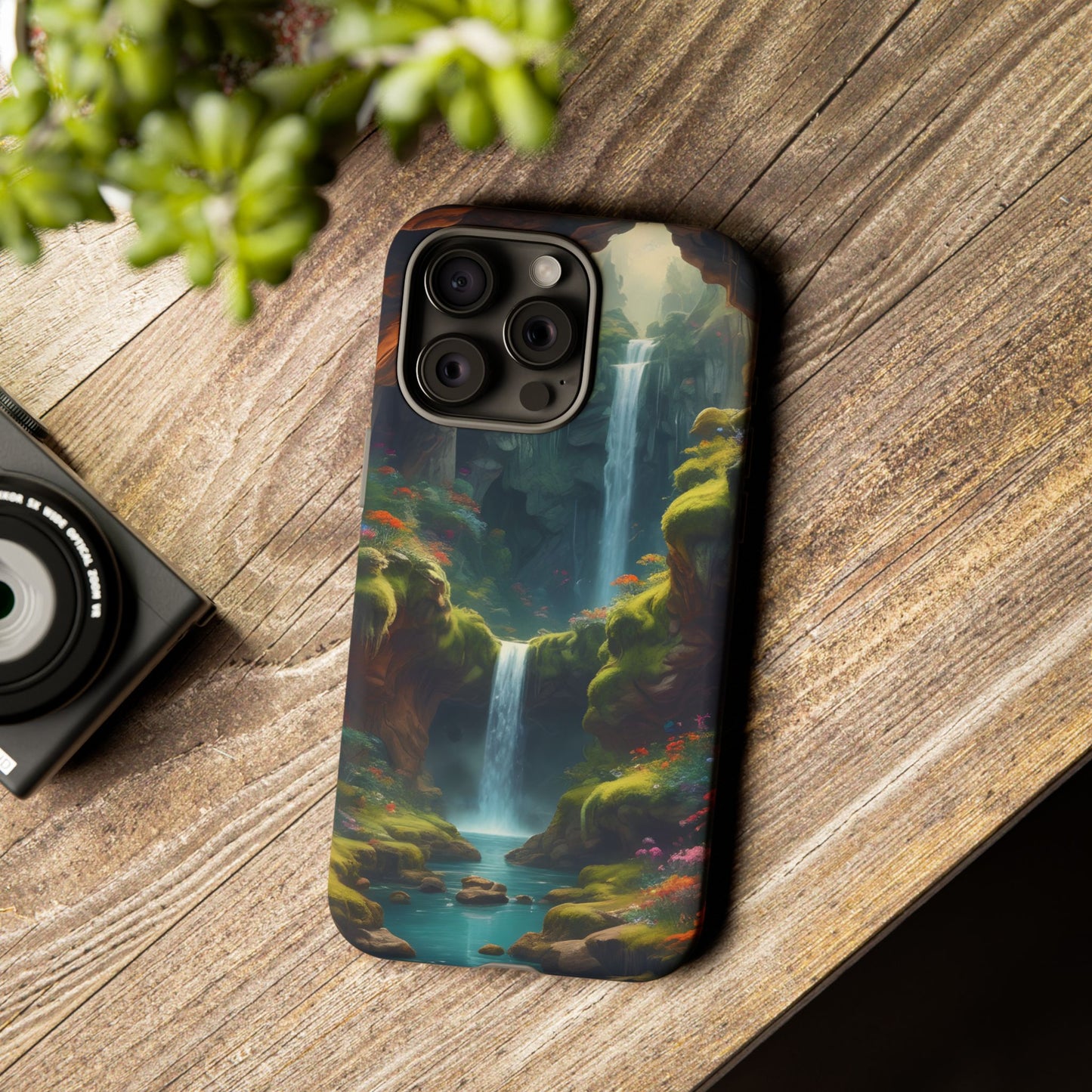 Funda de teléfono con diseño de cascada - Fundas resistentes, diseño de cascada, funda estética para teléfono, regalo para amantes de la naturaleza, protector de teléfono.