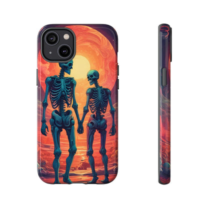 Romantic Skeletons Phone Case, Tough Phone Cover, Halloween Accessory, Unique Gift, Couples Phone Case, Spooky Aesthetic