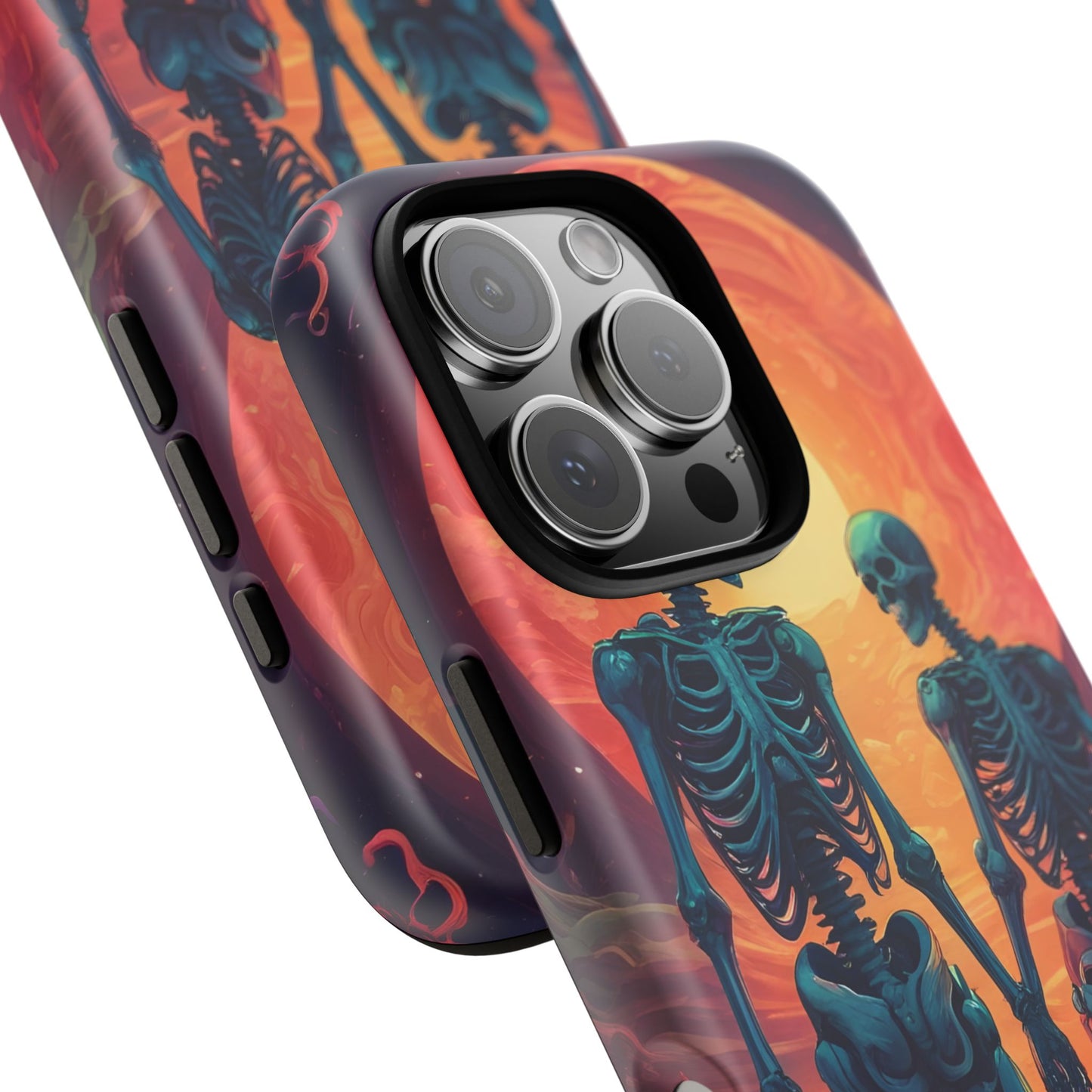 Carcasa de teléfono con esqueletos románticos, funda resistente para teléfono, accesorio de Halloween, regalo único, funda de teléfono para parejas, estética espeluznante.