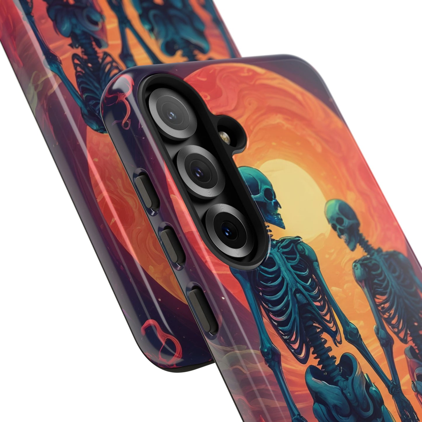 Carcasa de teléfono con esqueletos románticos, funda resistente para teléfono, accesorio de Halloween, regalo único, funda de teléfono para parejas, estética espeluznante.