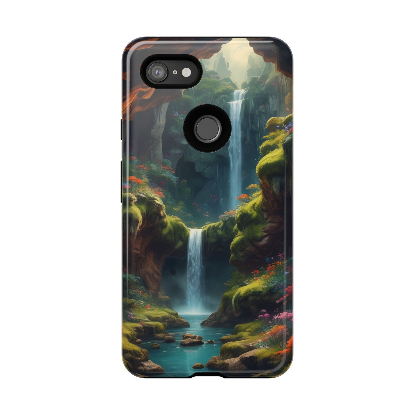 Funda de teléfono con diseño de cascada - Fundas resistentes, diseño de cascada, funda estética para teléfono, regalo para amantes de la naturaleza, protector de teléfono.