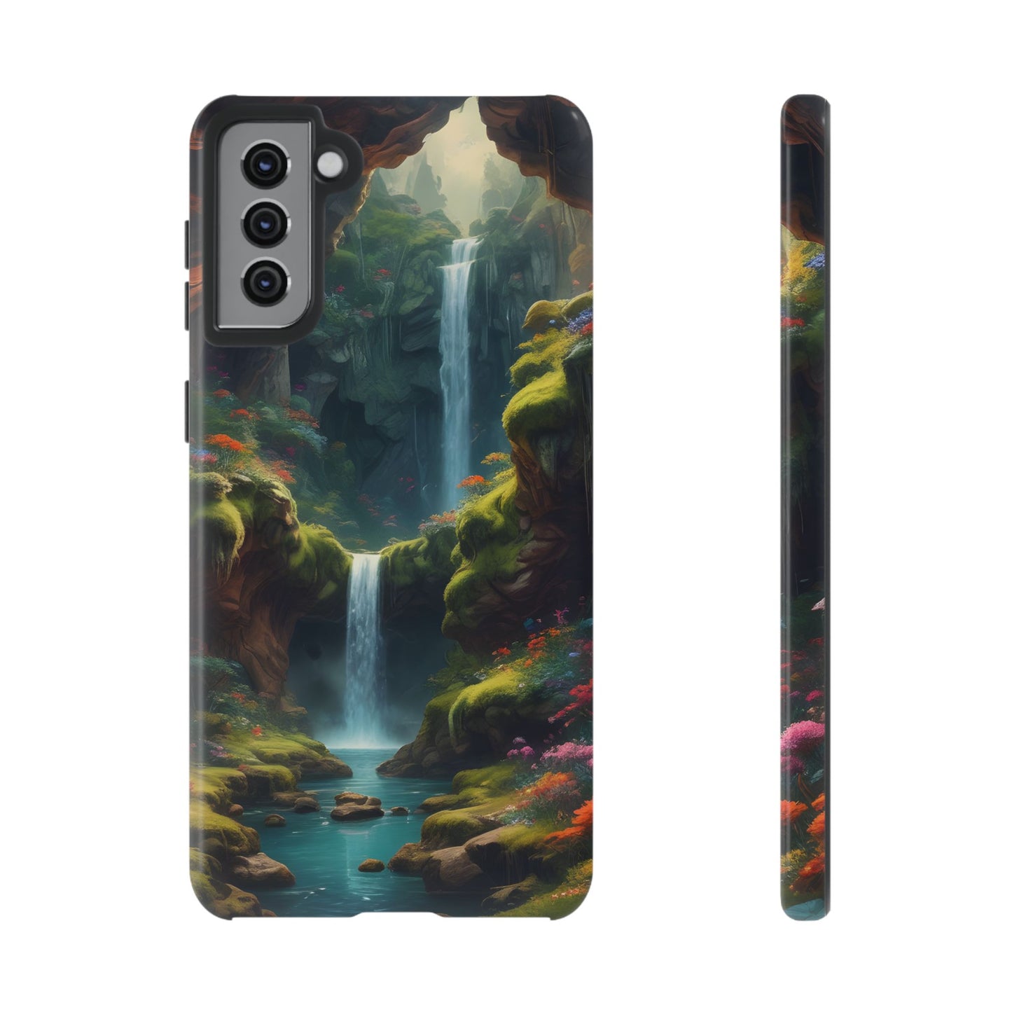 Funda de teléfono con diseño de cascada - Fundas resistentes, diseño de cascada, funda estética para teléfono, regalo para amantes de la naturaleza, protector de teléfono.