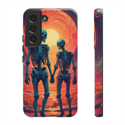 Romantic Skeletons Phone Case, Tough Phone Cover, Halloween Accessory, Unique Gift, Couples Phone Case, Spooky Aesthetic