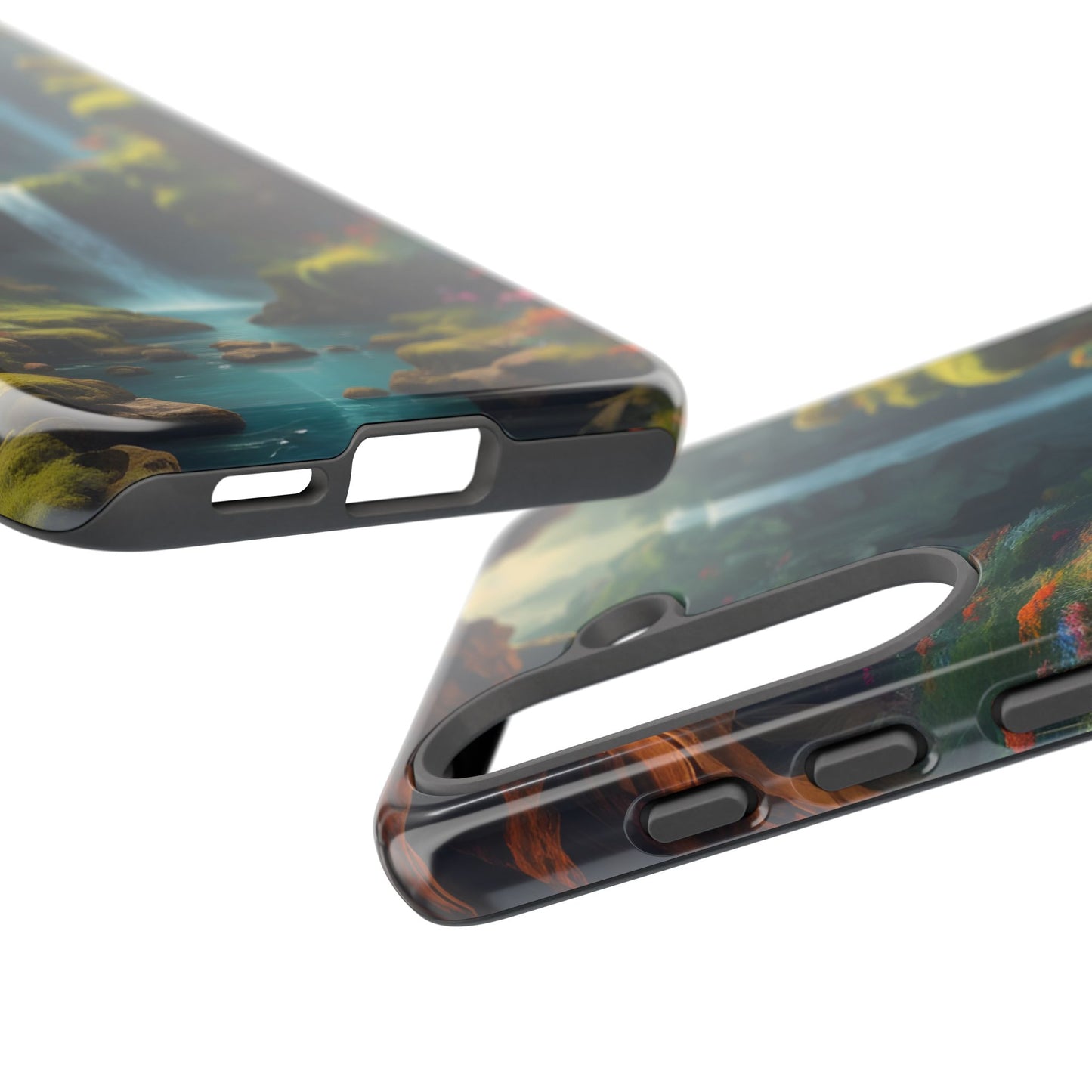 Funda de teléfono con diseño de cascada - Fundas resistentes, diseño de cascada, funda estética para teléfono, regalo para amantes de la naturaleza, protector de teléfono.