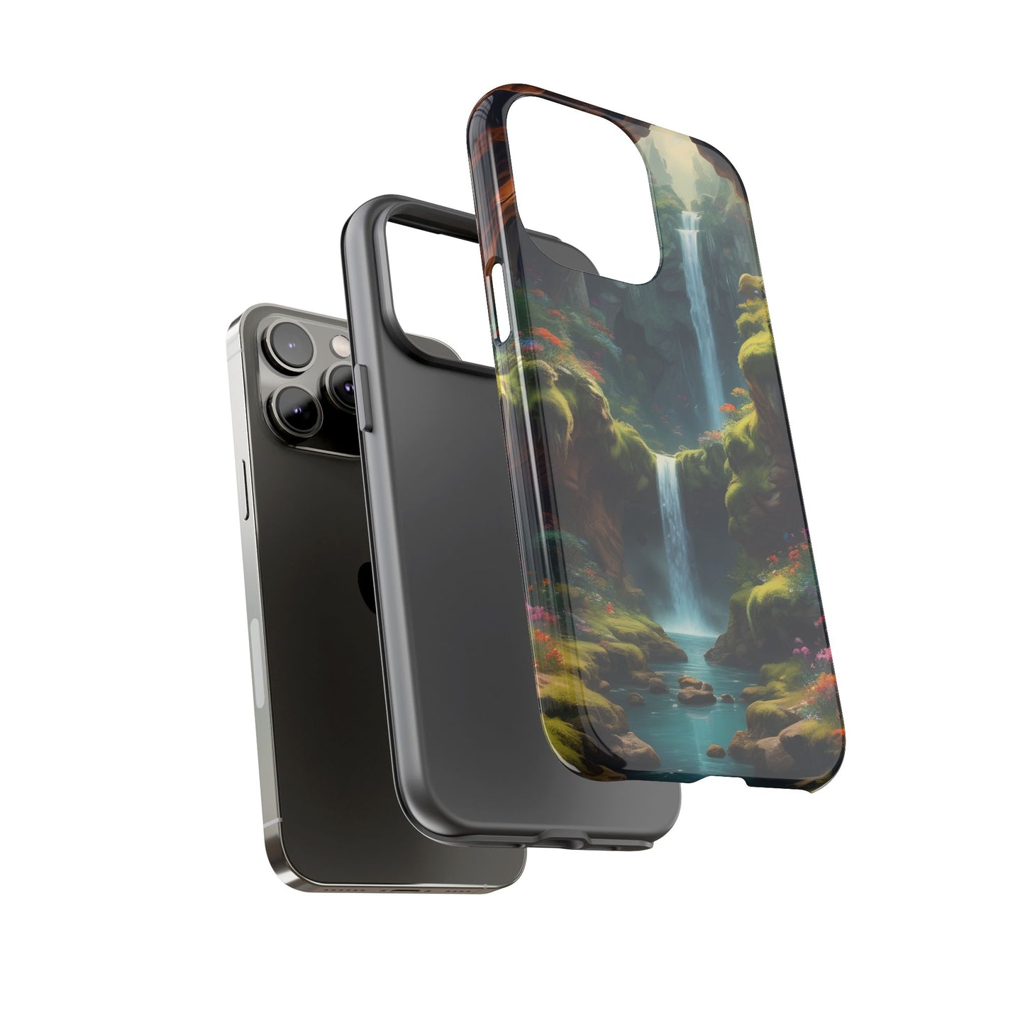 Funda de teléfono con diseño de cascada - Fundas resistentes, diseño de cascada, funda estética para teléfono, regalo para amantes de la naturaleza, protector de teléfono.