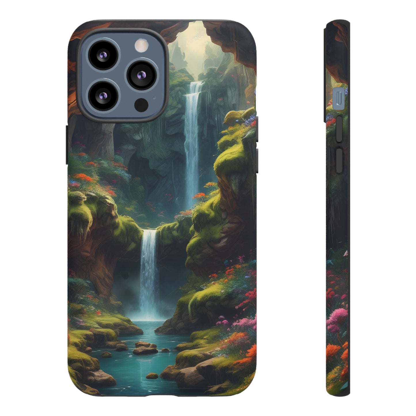 Funda de teléfono con diseño de cascada - Fundas resistentes, diseño de cascada, funda estética para teléfono, regalo para amantes de la naturaleza, protector de teléfono.