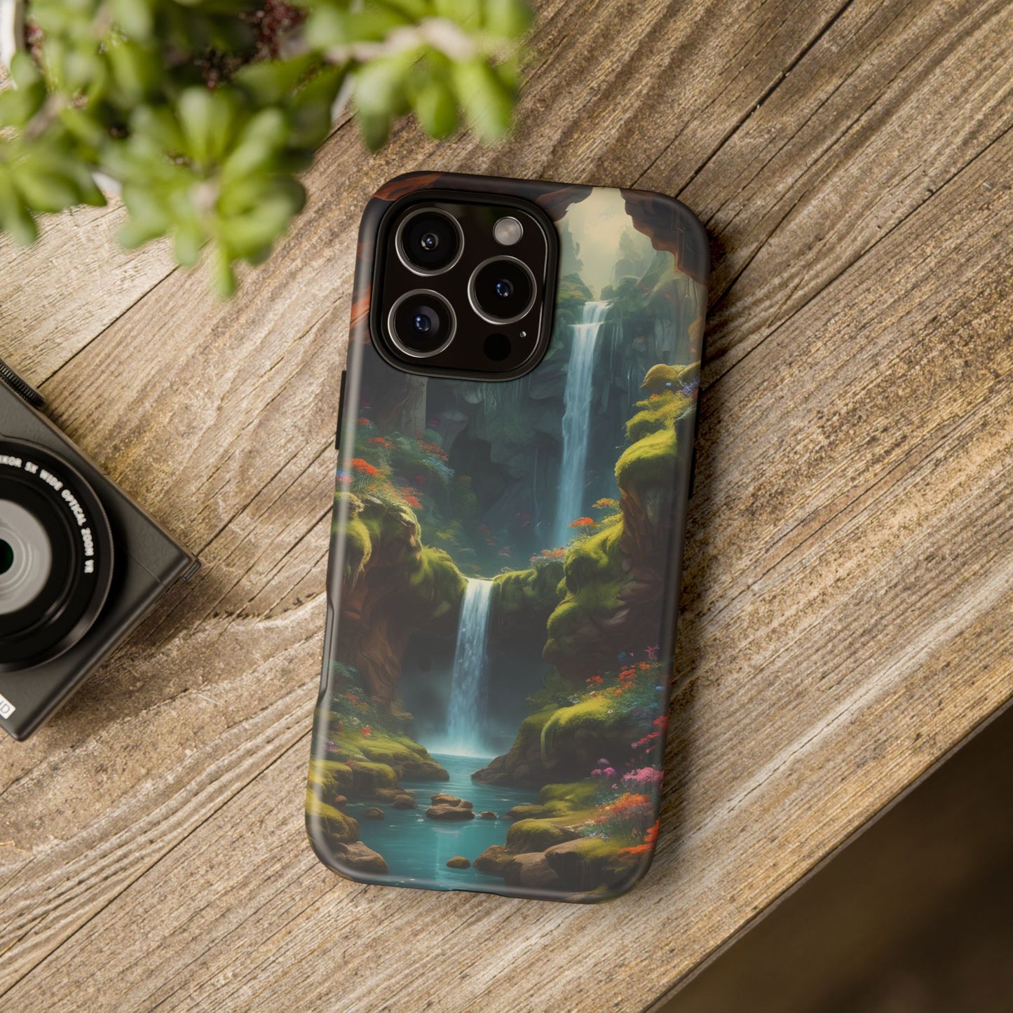 Funda de teléfono con diseño de cascada - Fundas resistentes, diseño de cascada, funda estética para teléfono, regalo para amantes de la naturaleza, protector de teléfono.